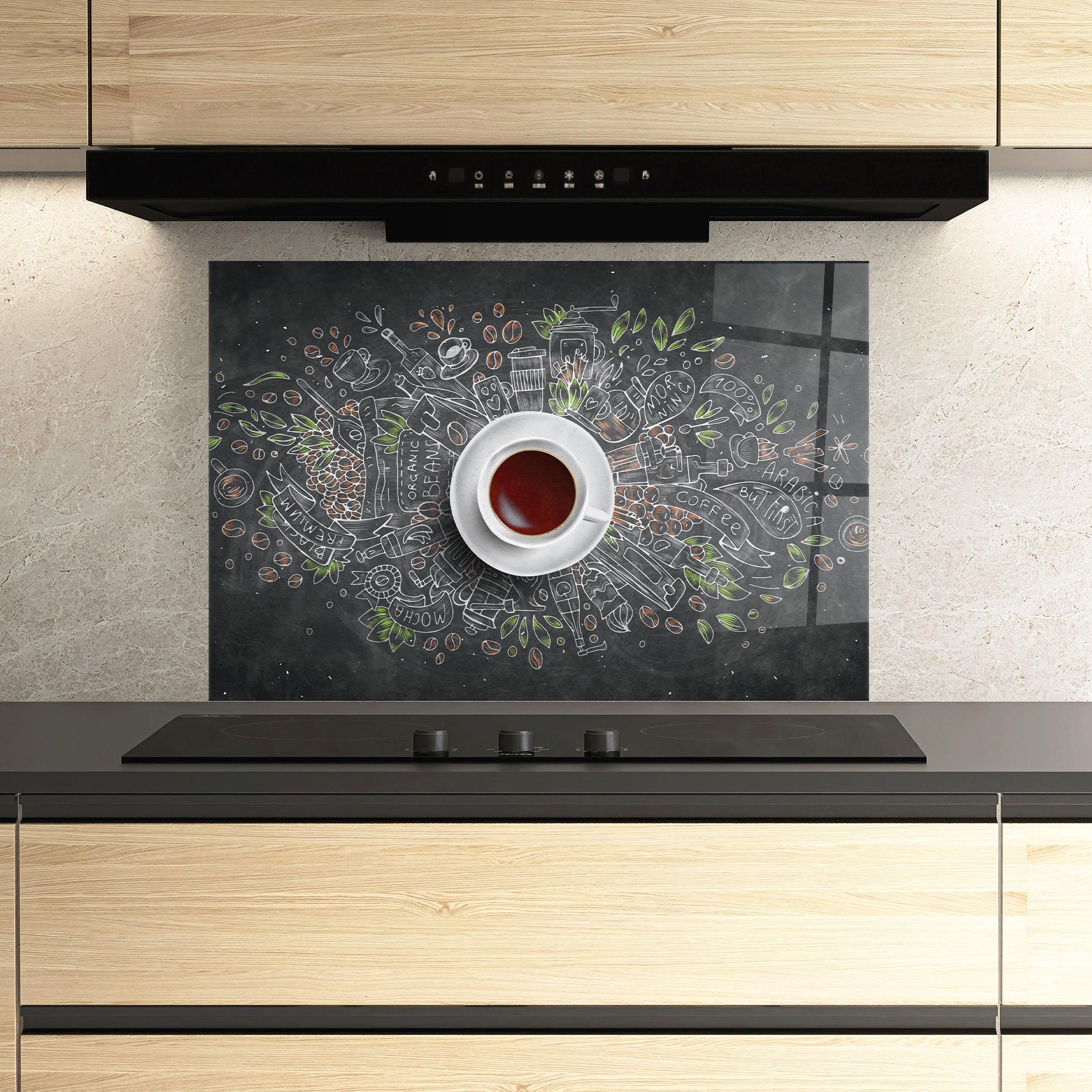 Konyhai üveg hátfal Black Board Coffee mockup 3