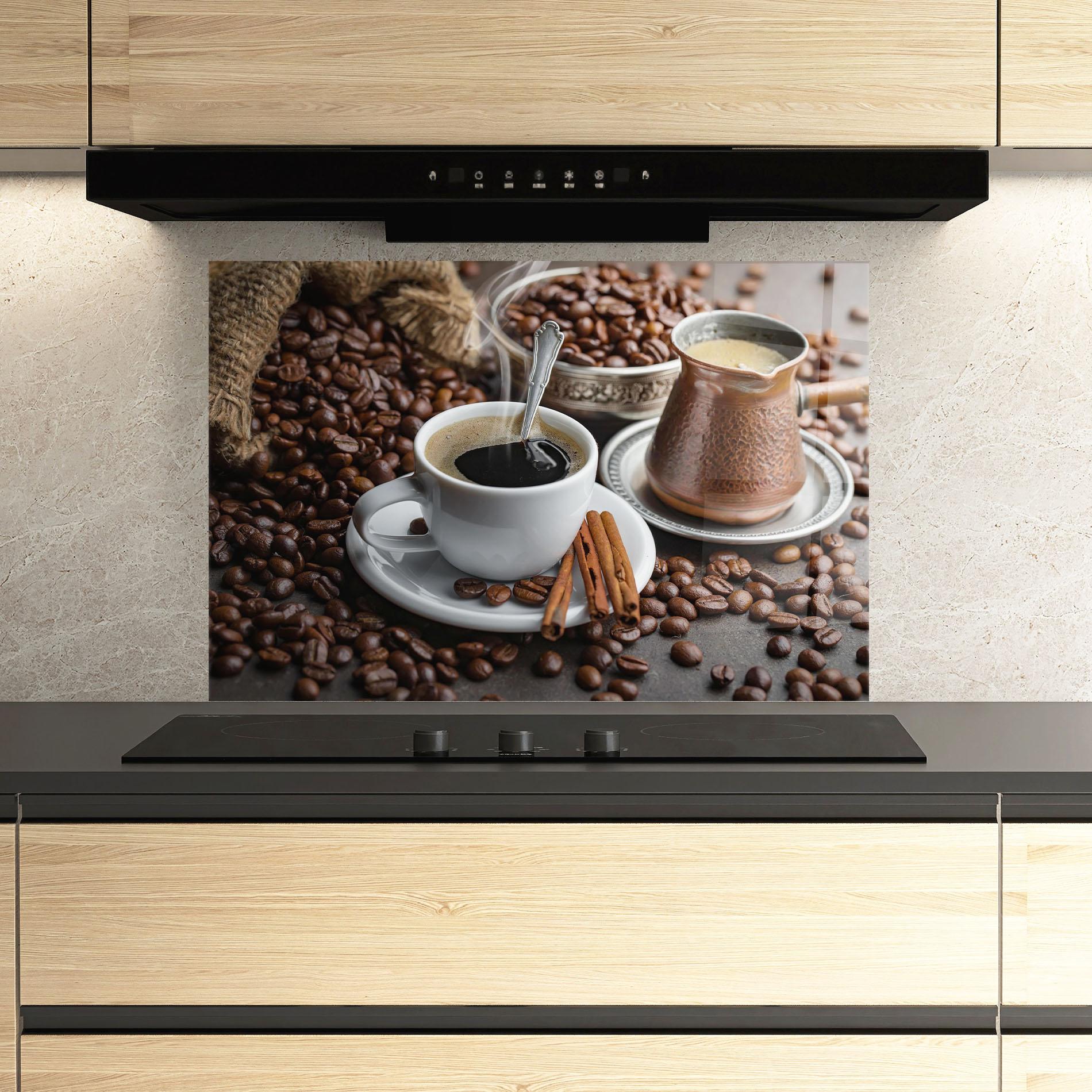 Konyhai üveg hátfal Black Coffee Beans mockup 3