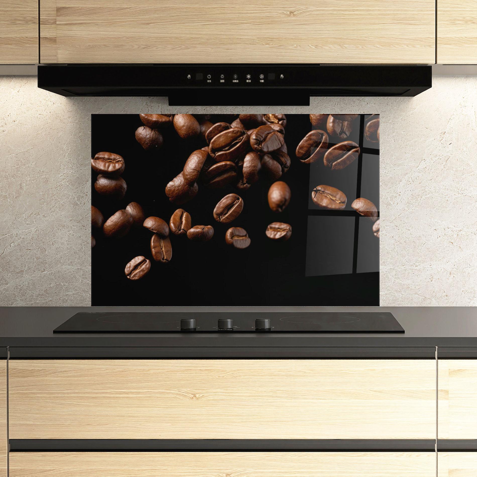 Konyhai üveg hátfal Coffee Beans Floating mockup 3