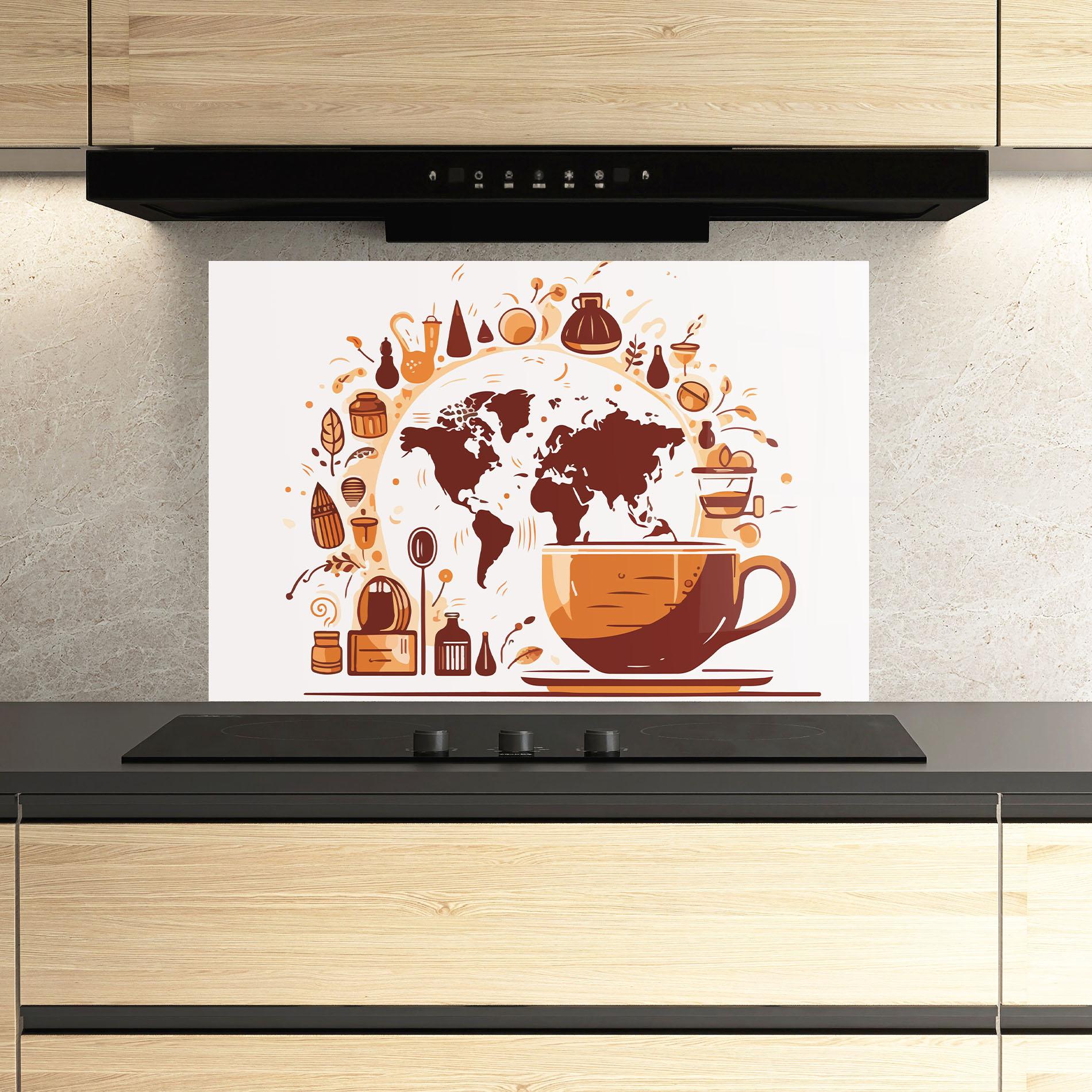 Konyhai üveg hátfal Coffee Map mockup 3