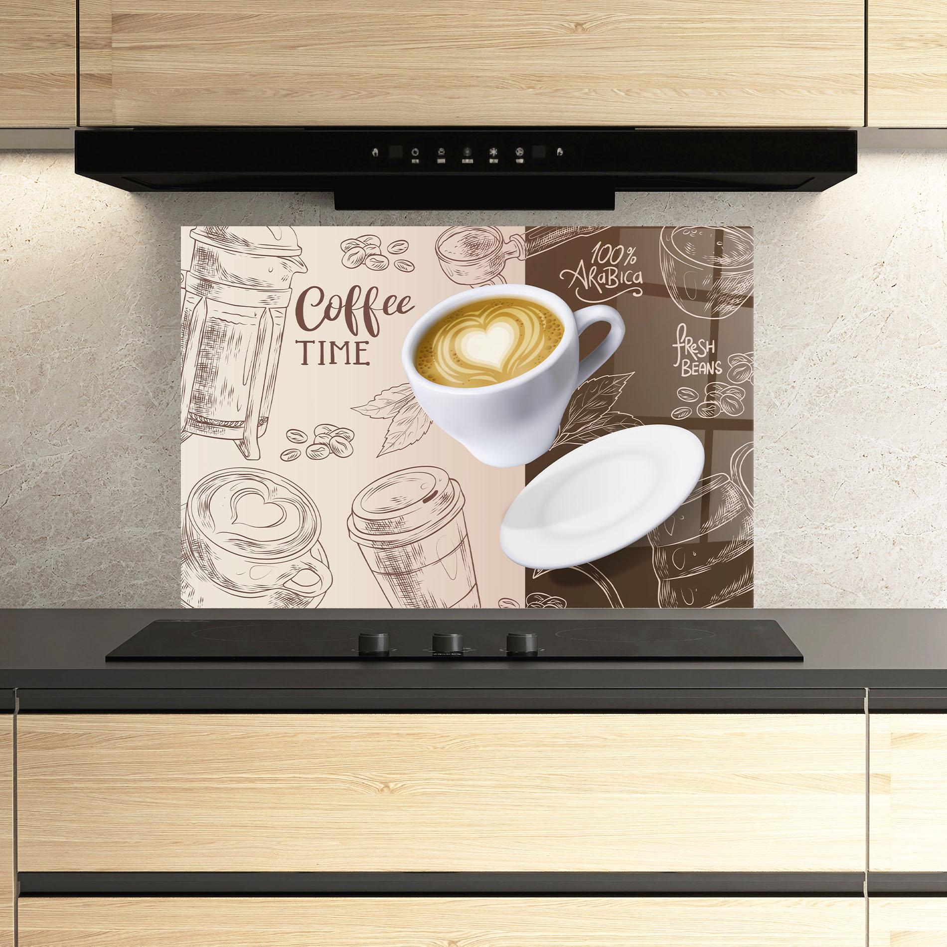 Konyhai üveg hátfal Coffee Time mockup 3