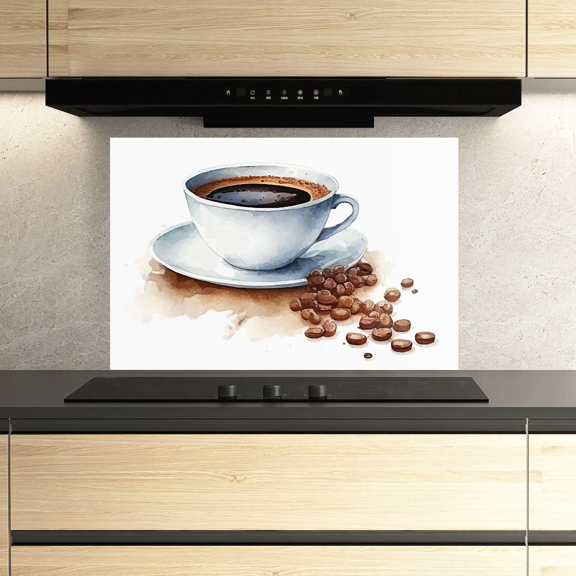 Konyhai üveg hátfal Coffee Watercolor mockup 3
