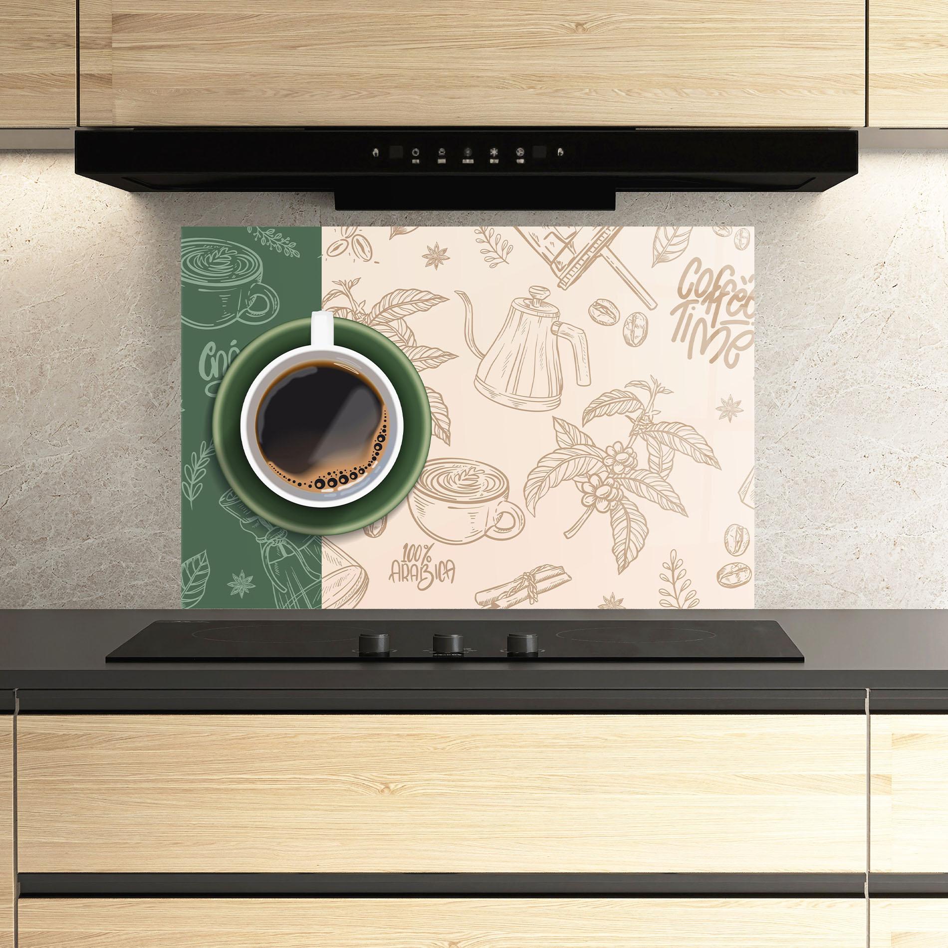 Konyhai üveg hátfal Green Cup Coffee mockup 3