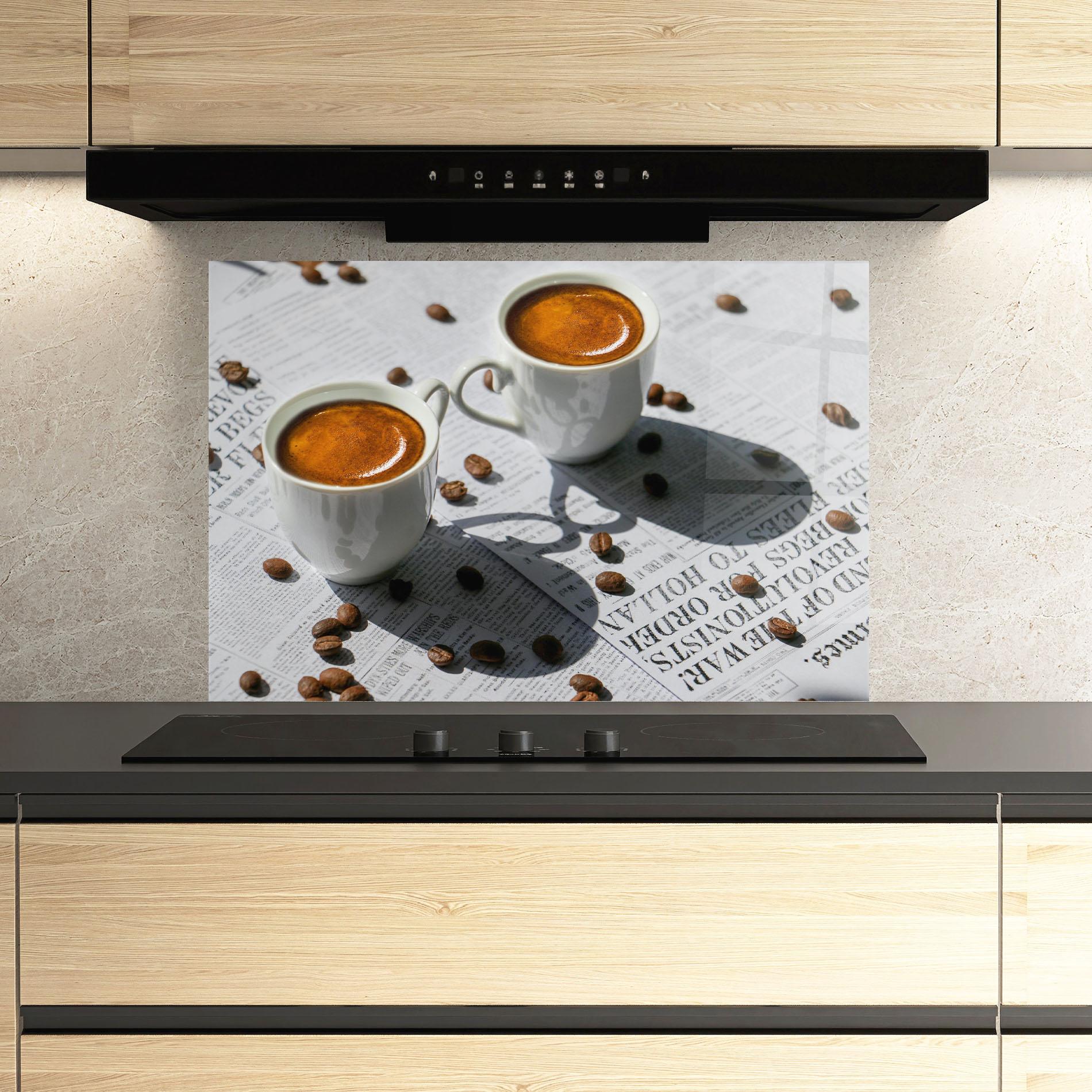 Konyhai üveg hátfal Newspaper Coffee mockup 3