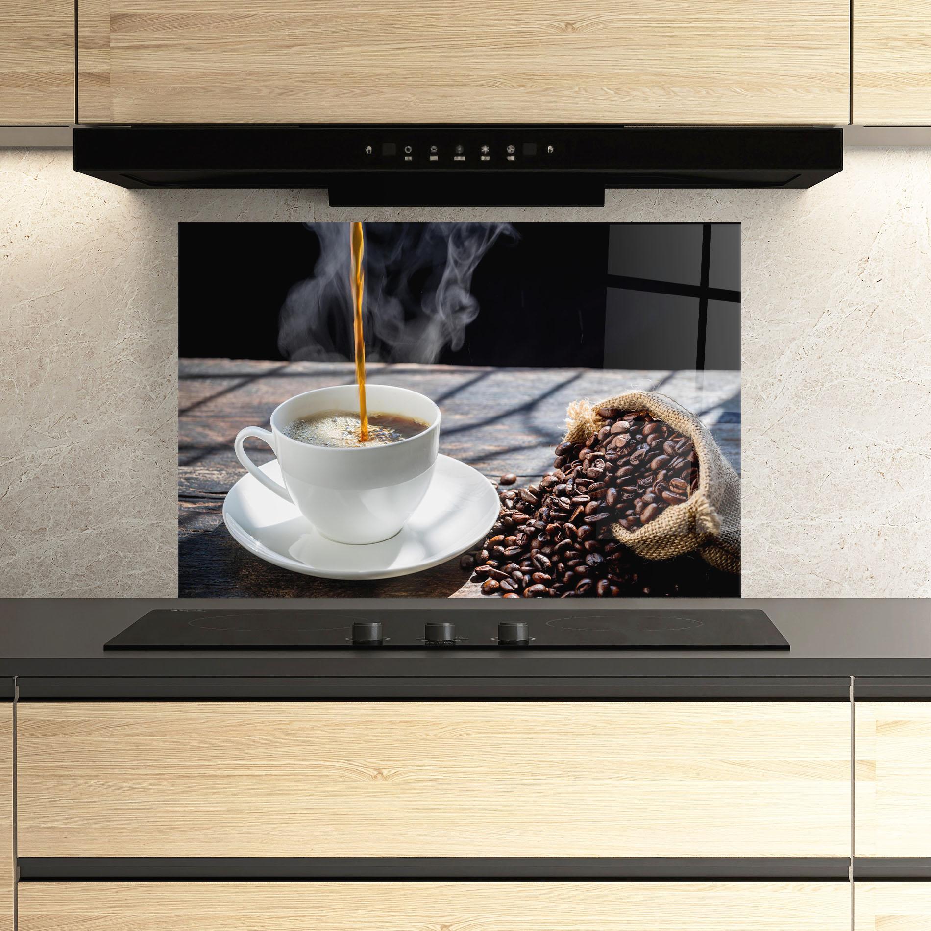 Konyhai üveg hátfal Pouring Coffee mockup 3