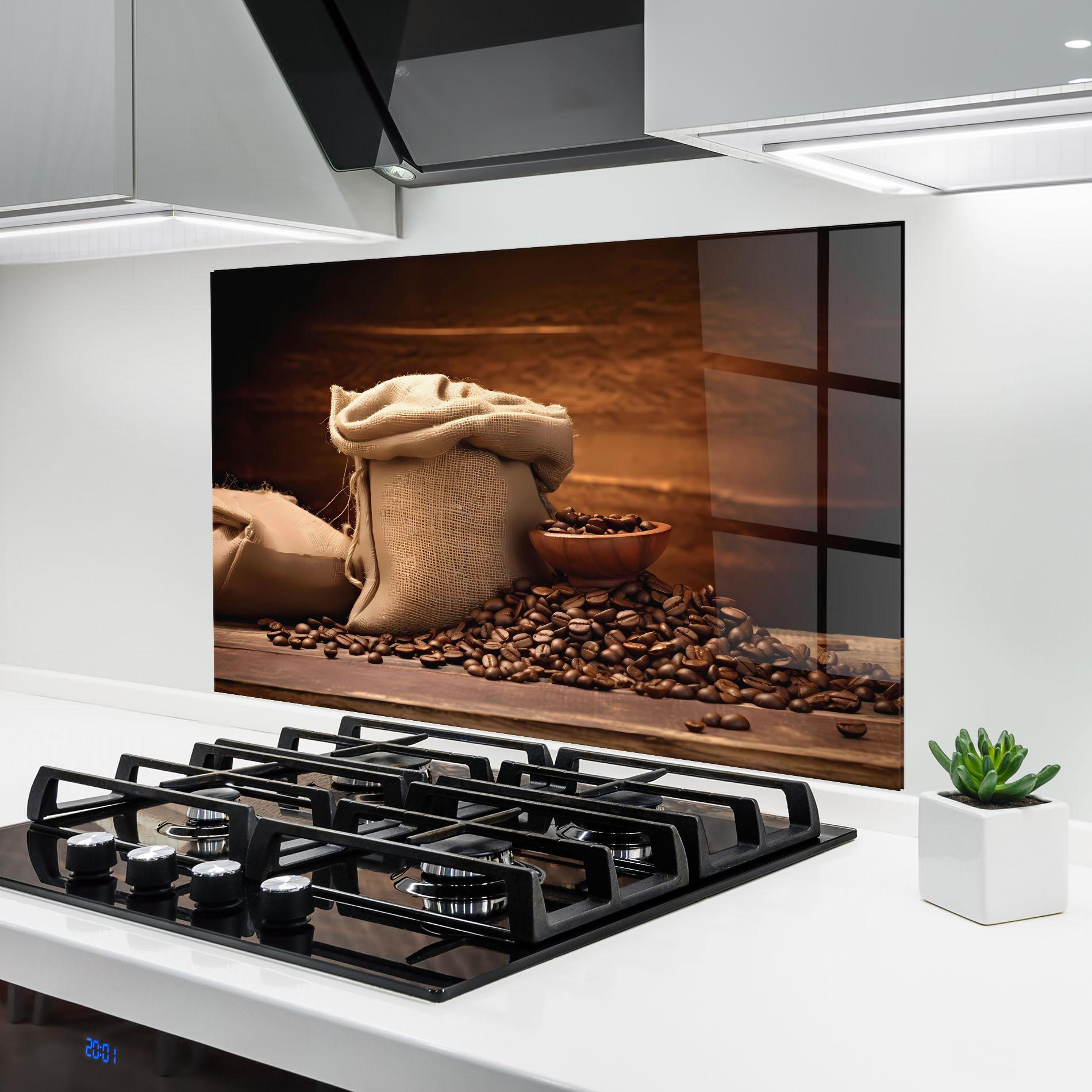 Konyhai üveg hátfal Big Bag Of Coffee Beans mockup 6