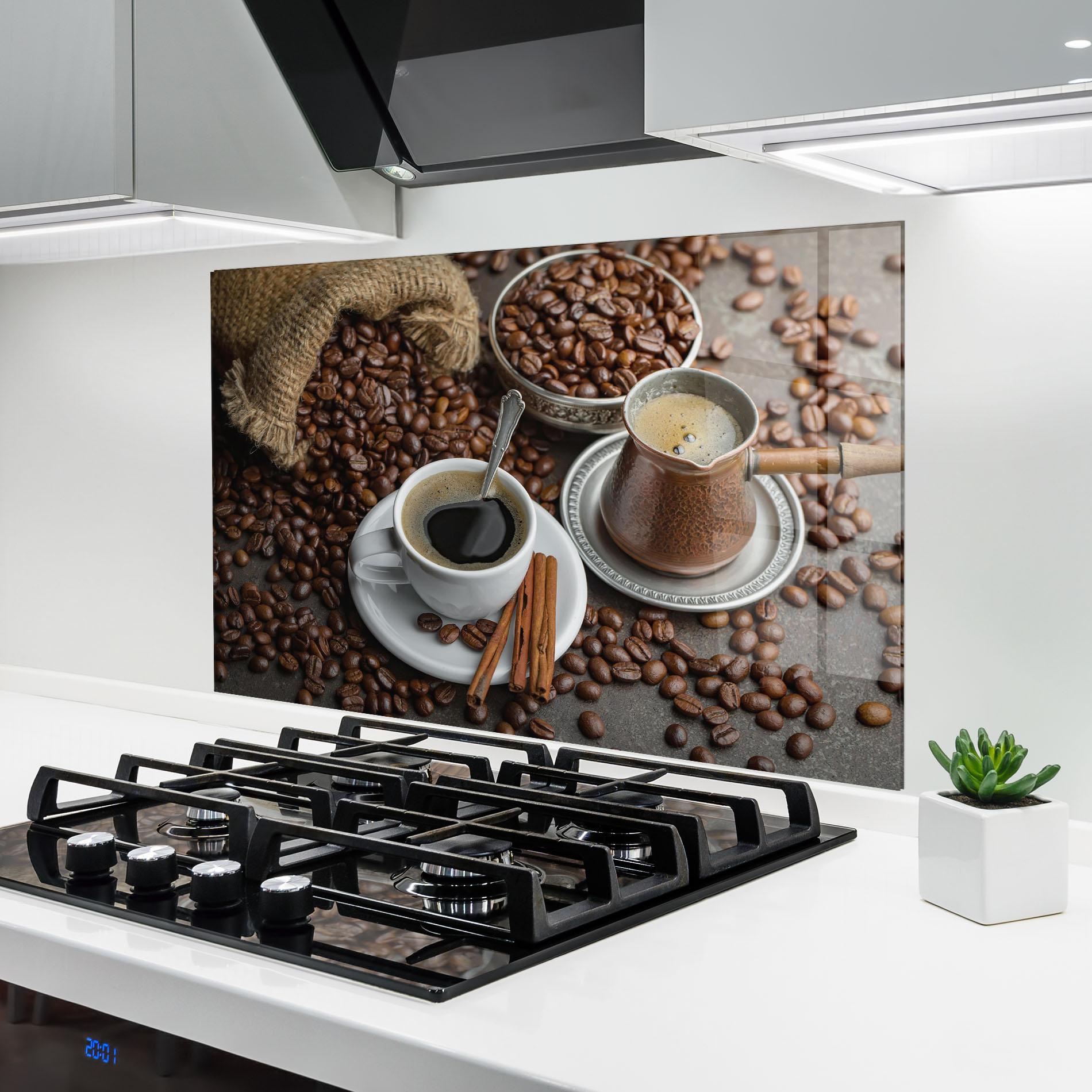 Konyhai üveg hátfal Black Coffee Bean mockup 6