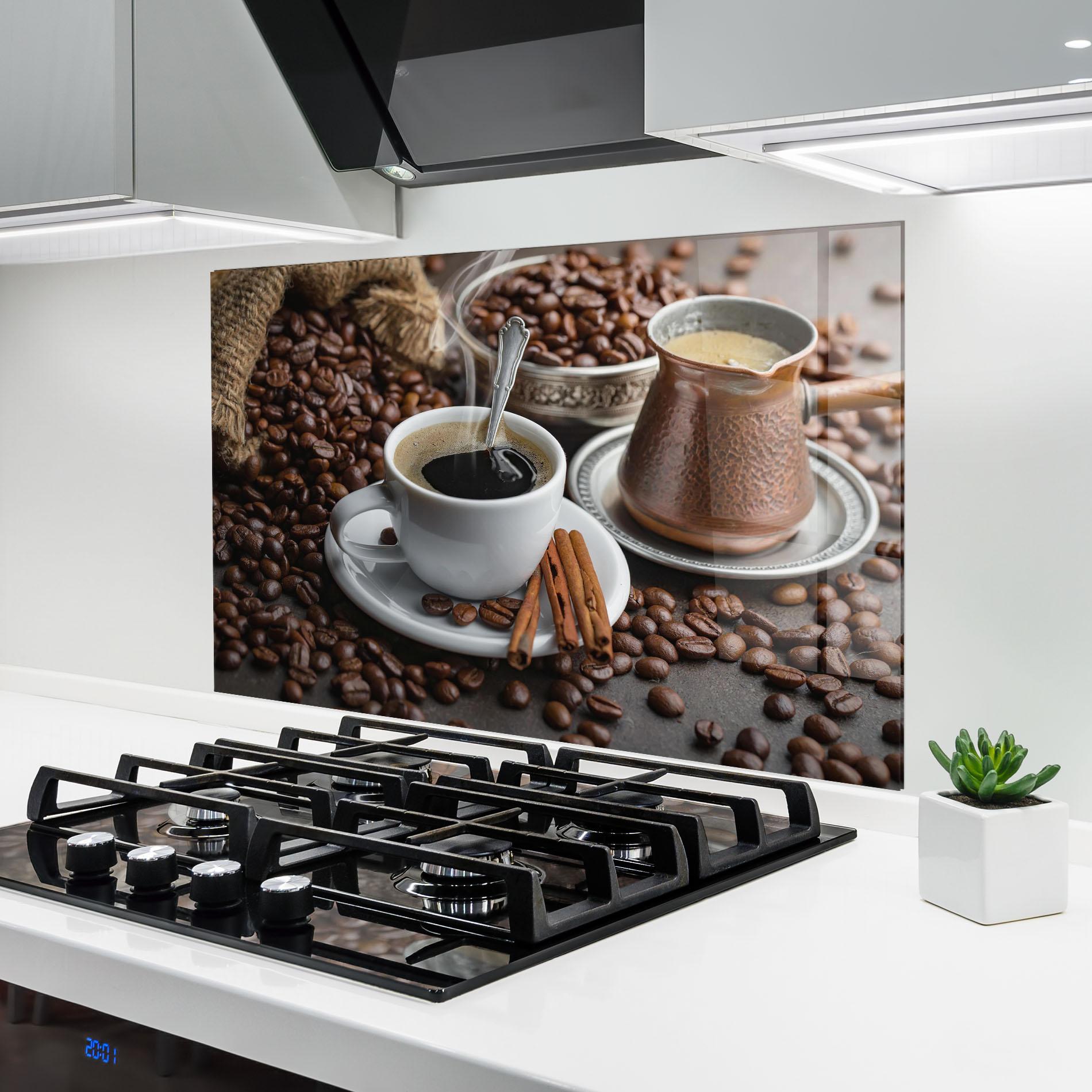 Konyhai üveg hátfal Black Coffee Beans mockup 6