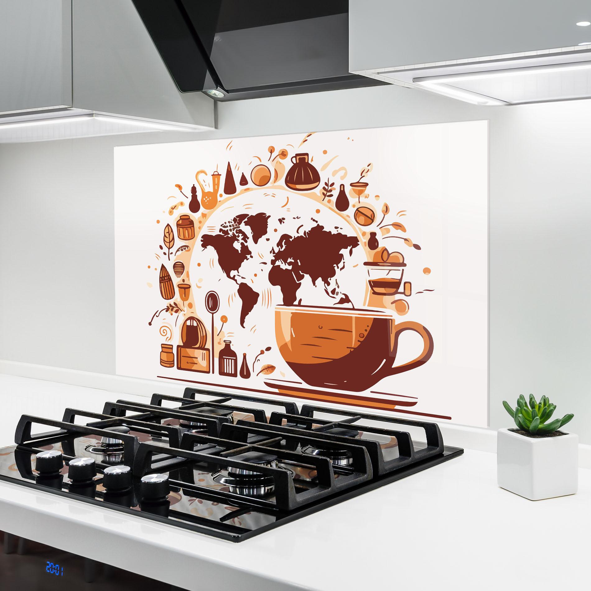 Konyhai üveg hátfal Coffee Map mockup 6