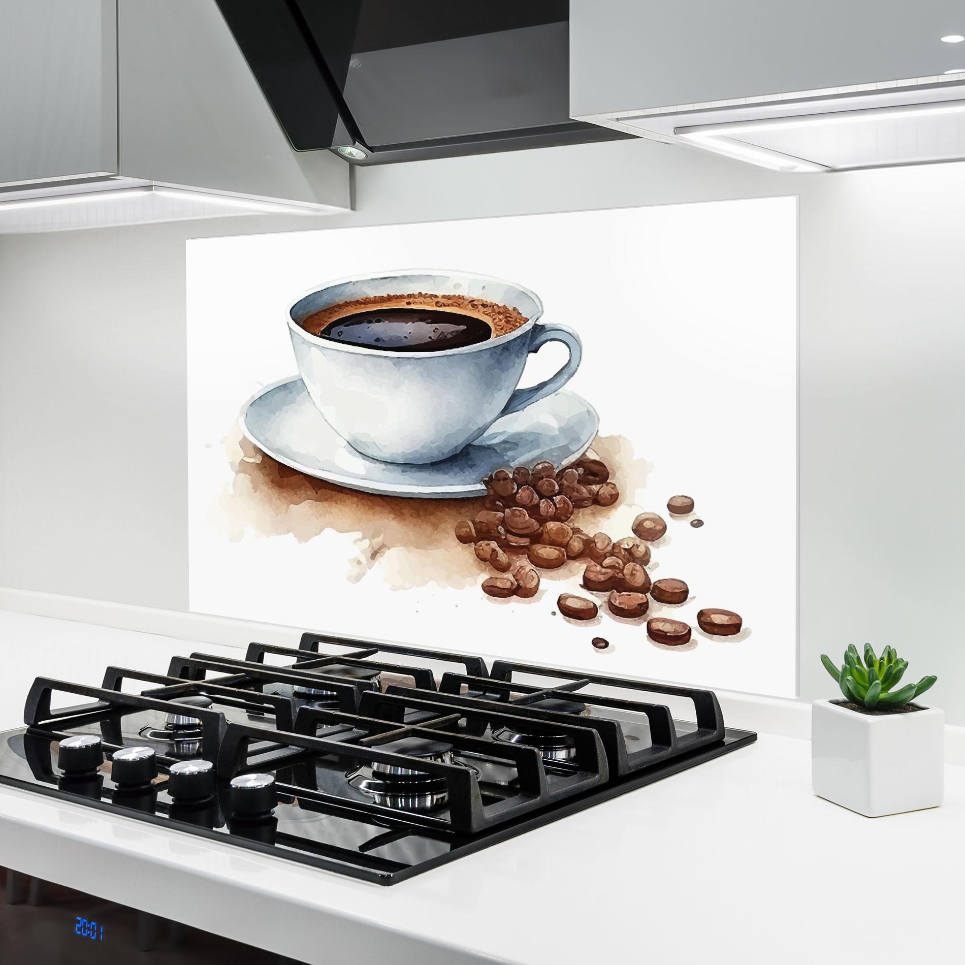 Konyhai üveg hátfal Coffee Watercolor mockup 6