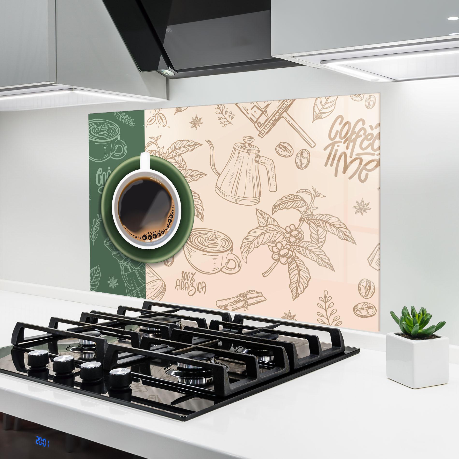 Konyhai üveg hátfal Green Cup Coffee mockup 6