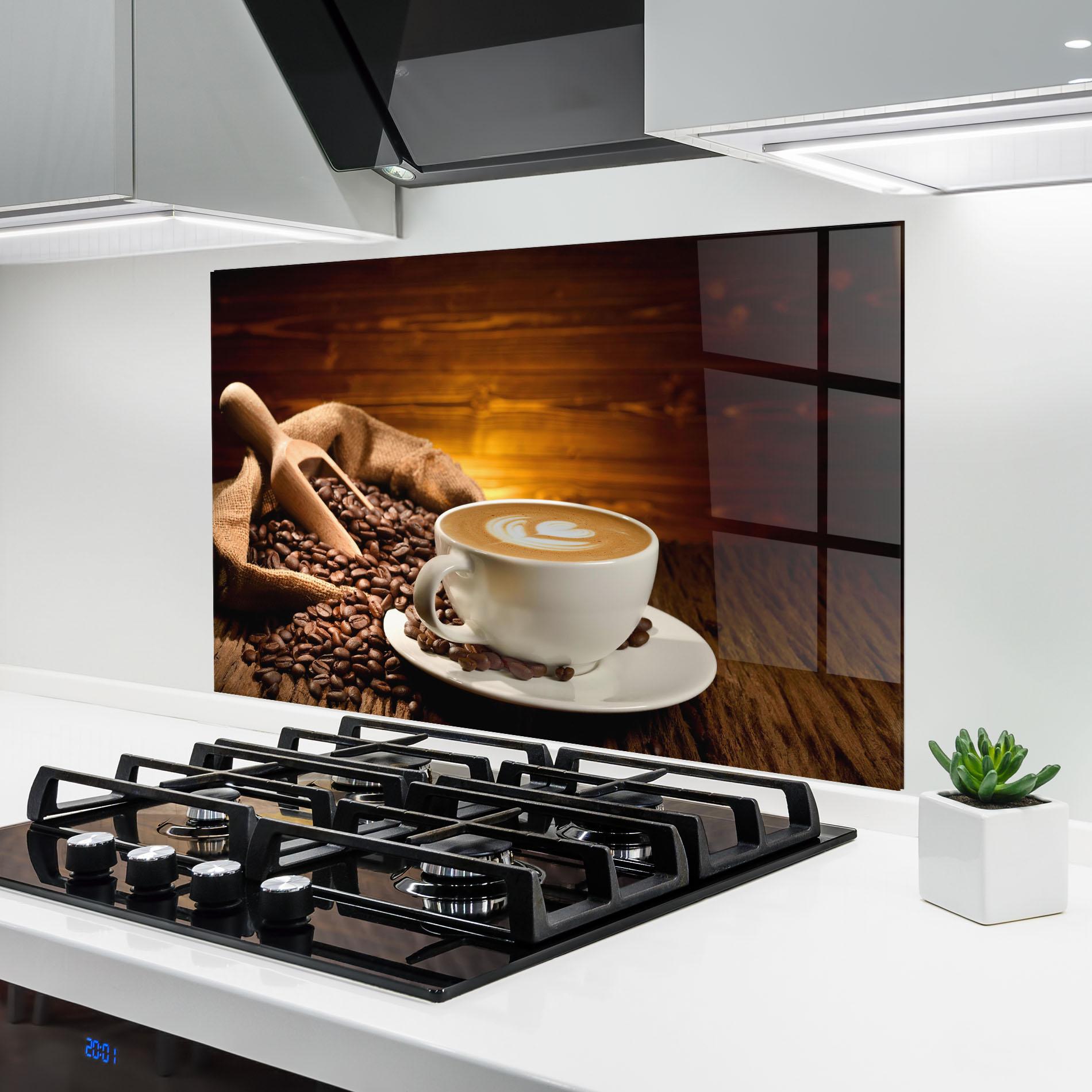 Konyhai üveg hátfal Latte Coffee mockup 6