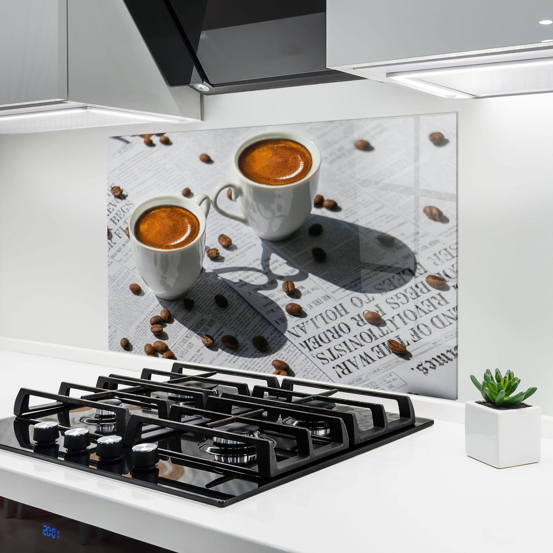 Konyhai üveg hátfal Newspaper Coffee mockup 6