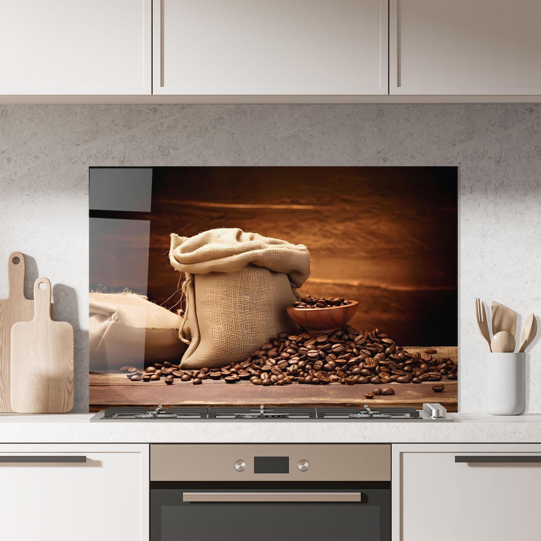 Konyhai üveg hátfal Big Bag Of Coffee Beans mockup 7