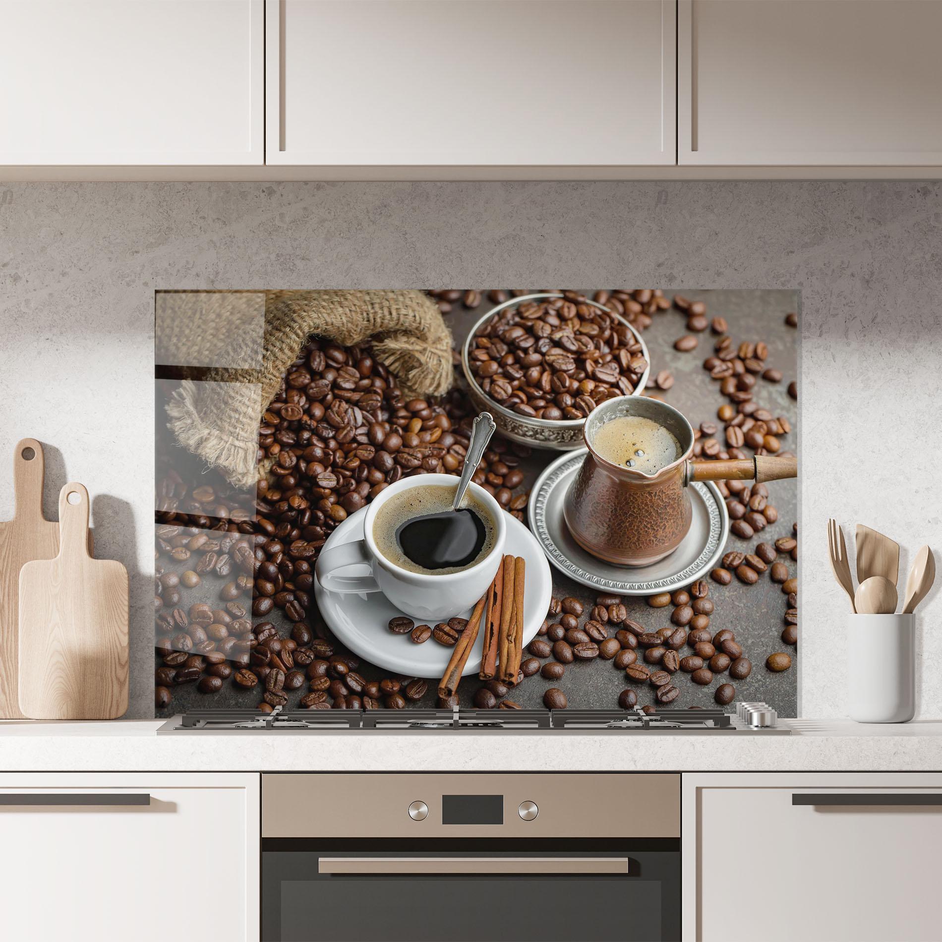 Konyhai üveg hátfal Black Coffee Bean mockup 7
