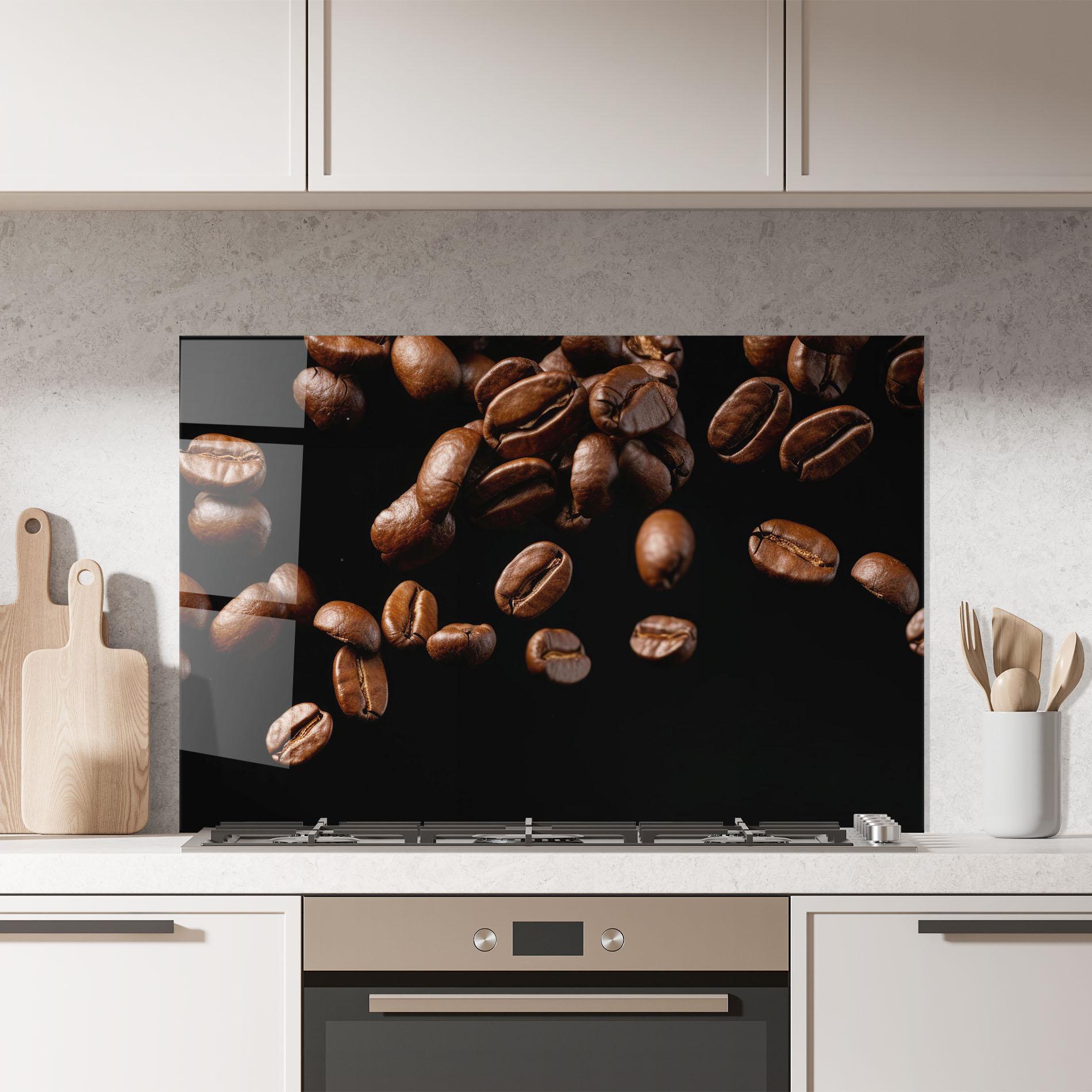 Konyhai üveg hátfal Coffee Beans Floating mockup 7