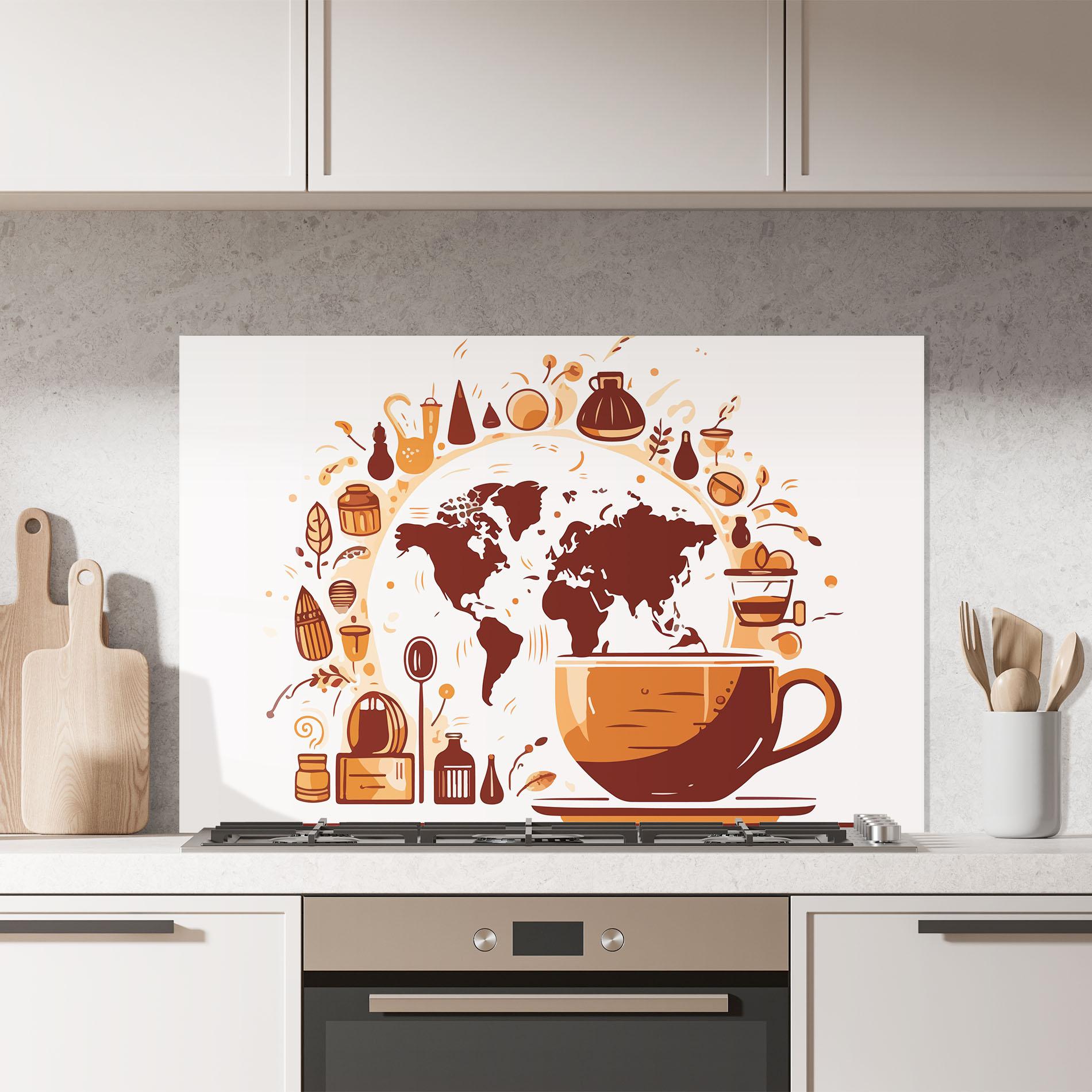 Konyhai üveg hátfal Coffee Map mockup 7