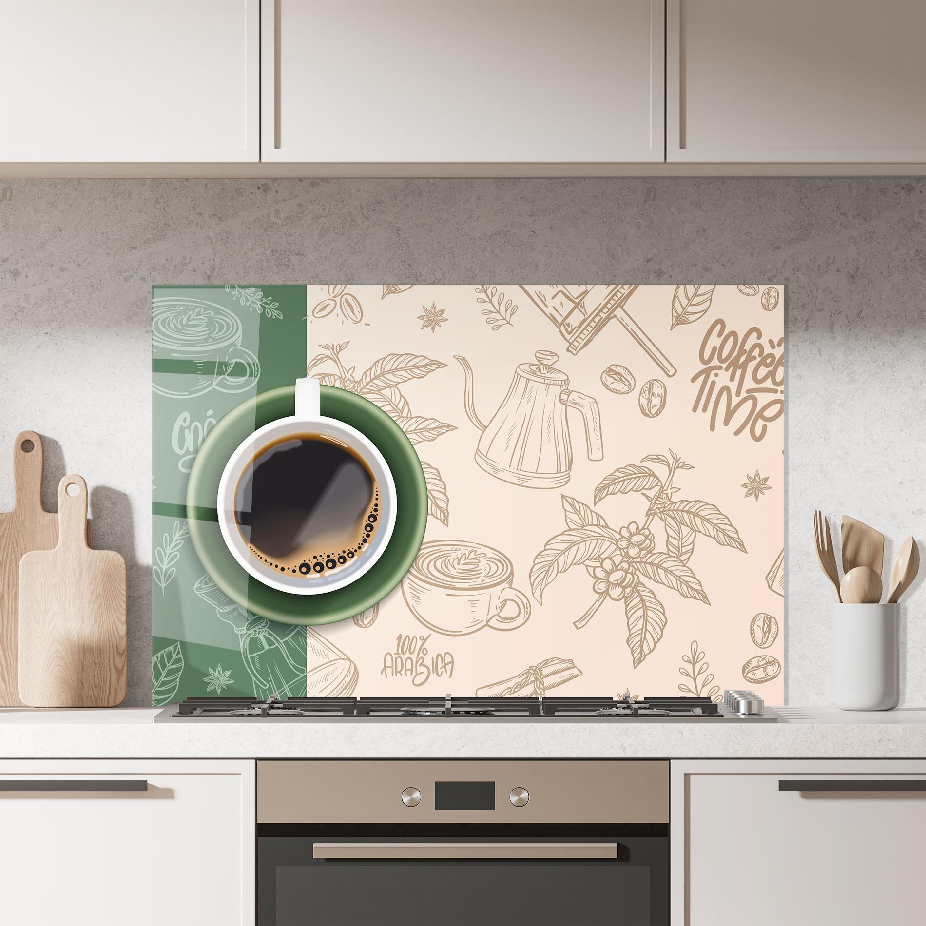 Konyhai üveg hátfal Green Cup Coffee mockup 7