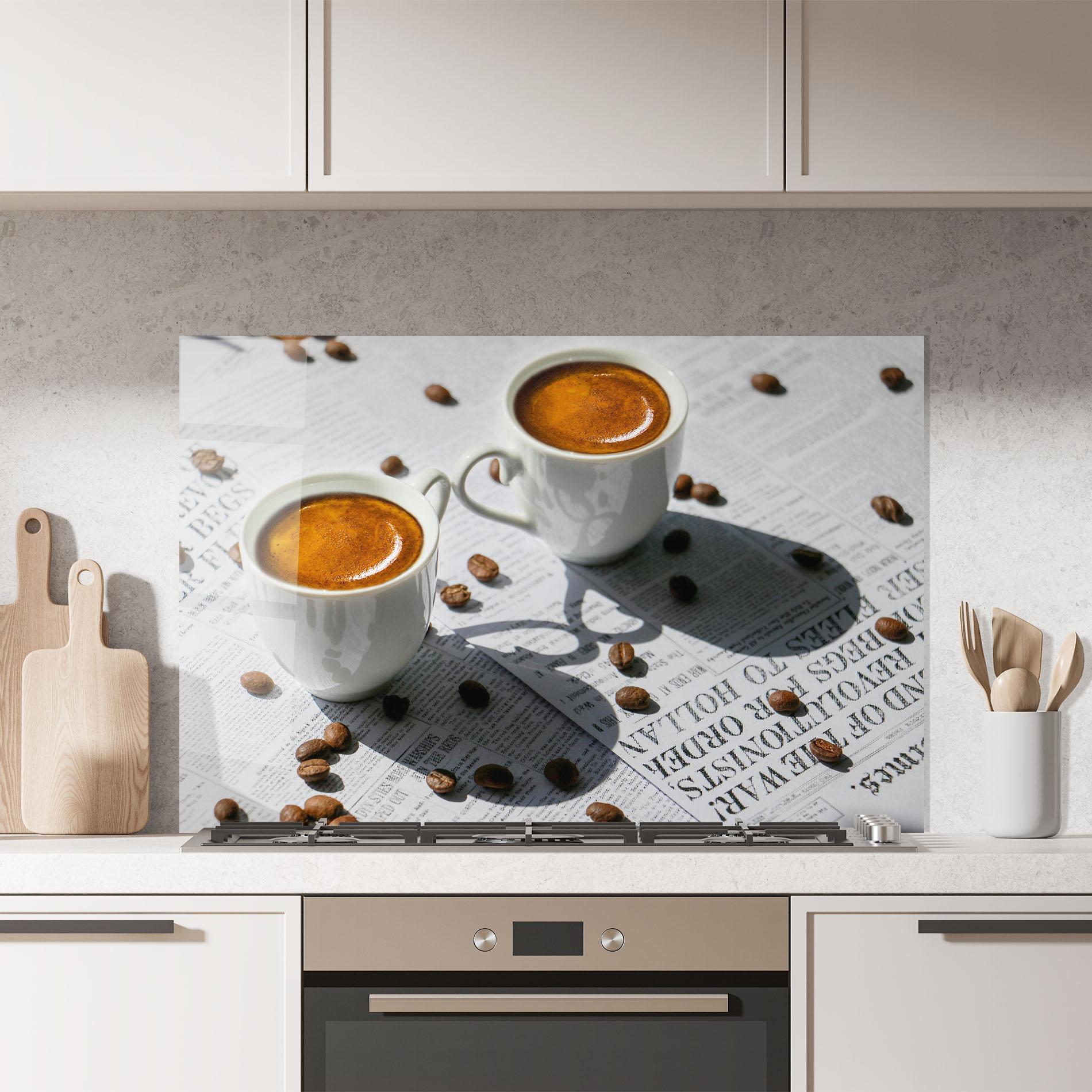 Konyhai üveg hátfal Newspaper Coffee mockup 7