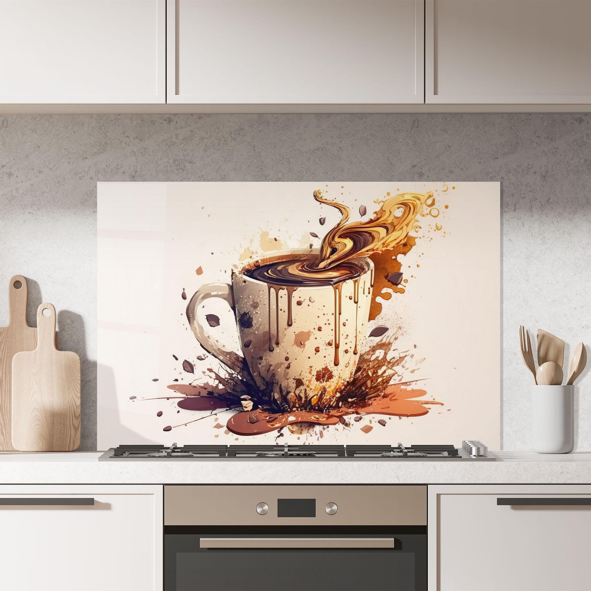 Konyhai üveg hátfal Watercolor Cappuccino mockup 7