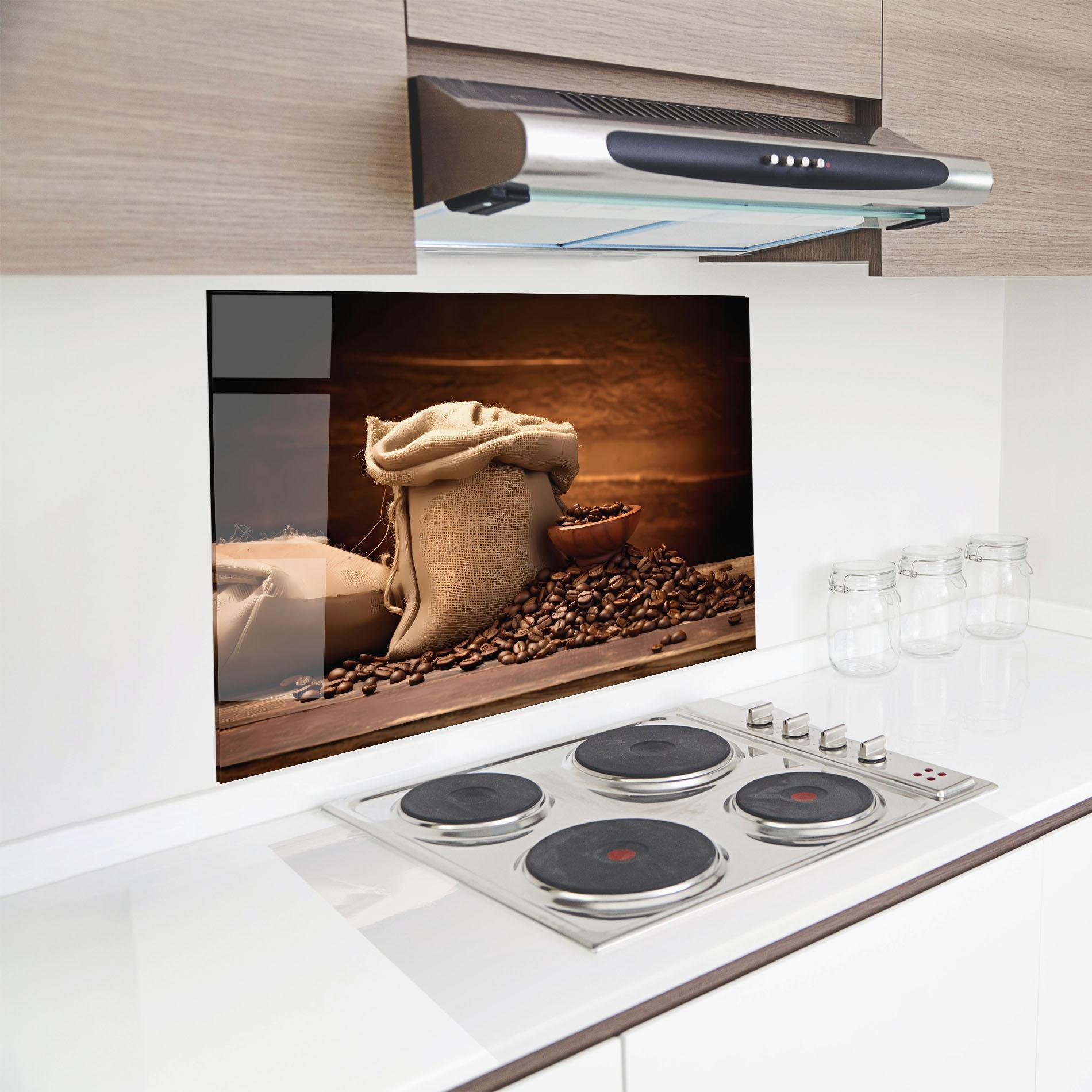 Konyhai üveg hátfal Big Bag Of Coffee Beans mockup 8