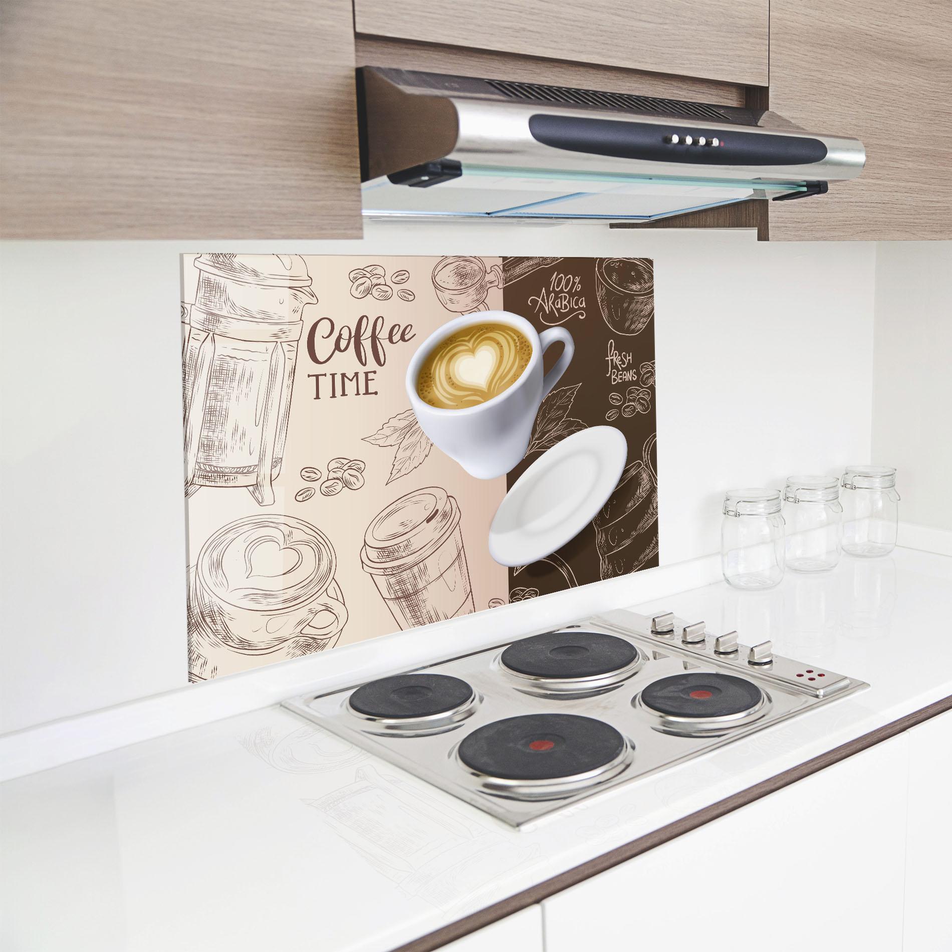 Konyhai üveg hátfal Coffee Time mockup 8