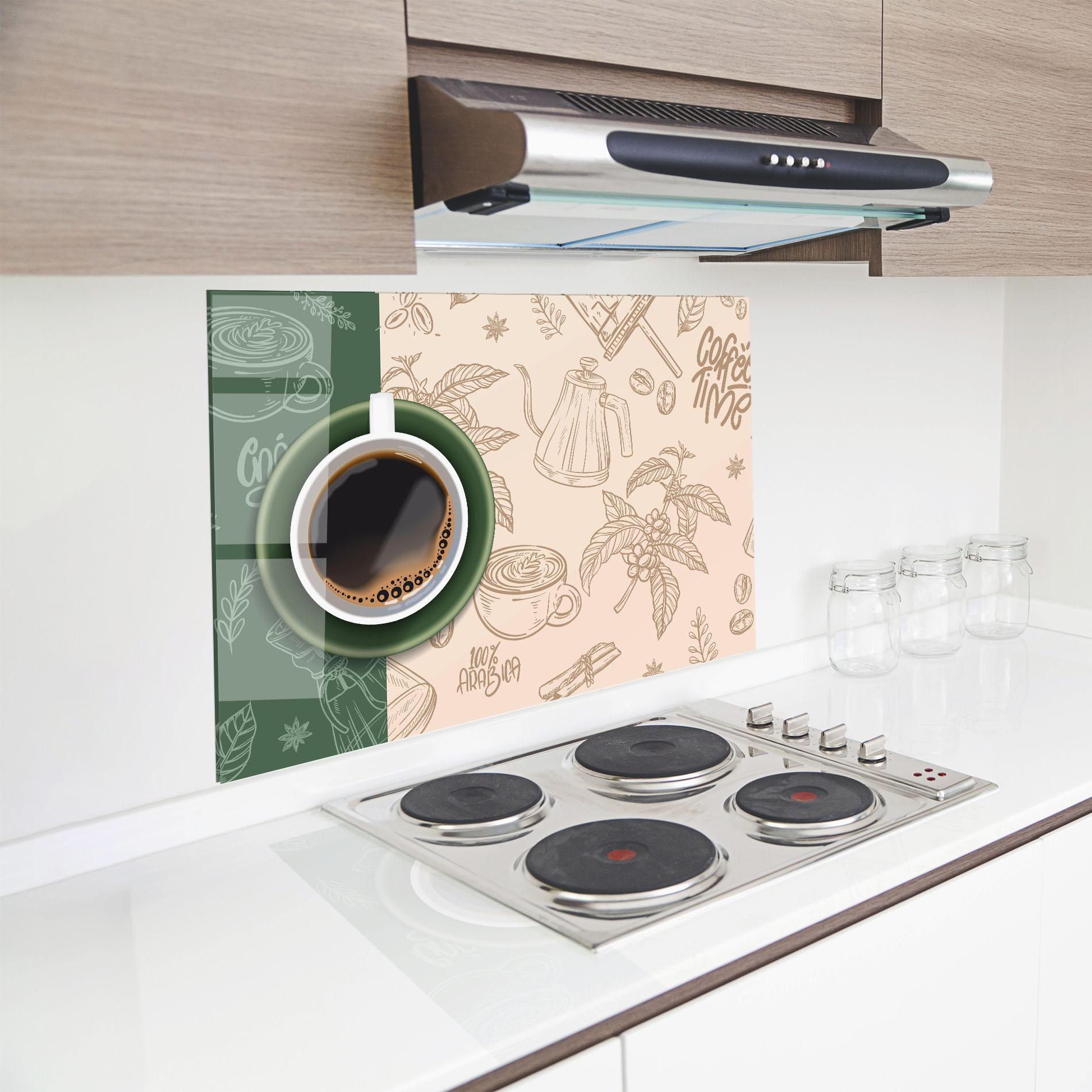 Konyhai üveg hátfal Green Cup Coffee mockup 8
