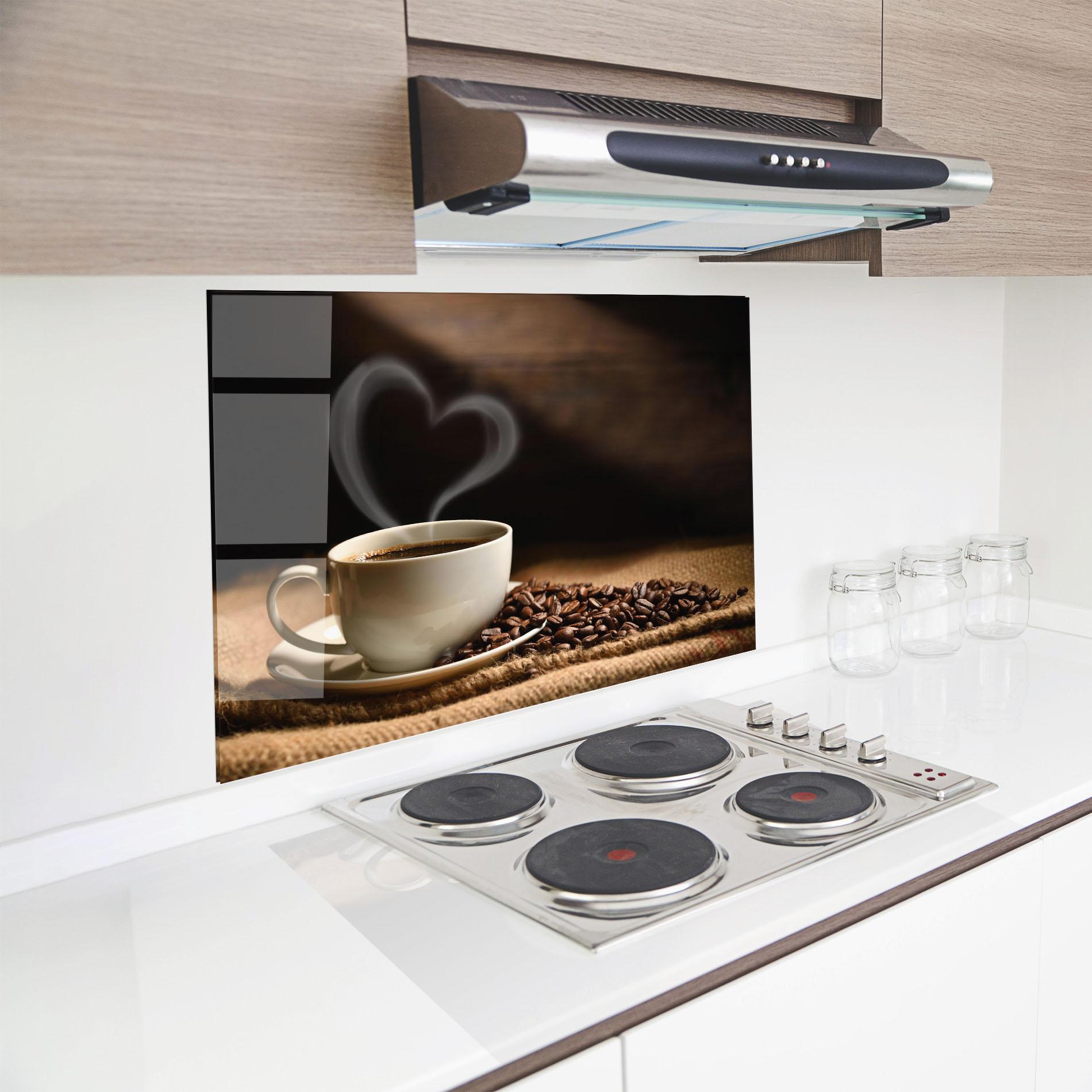 Konyhai üveg hátfal Heart Coffee Smoke mockup 8