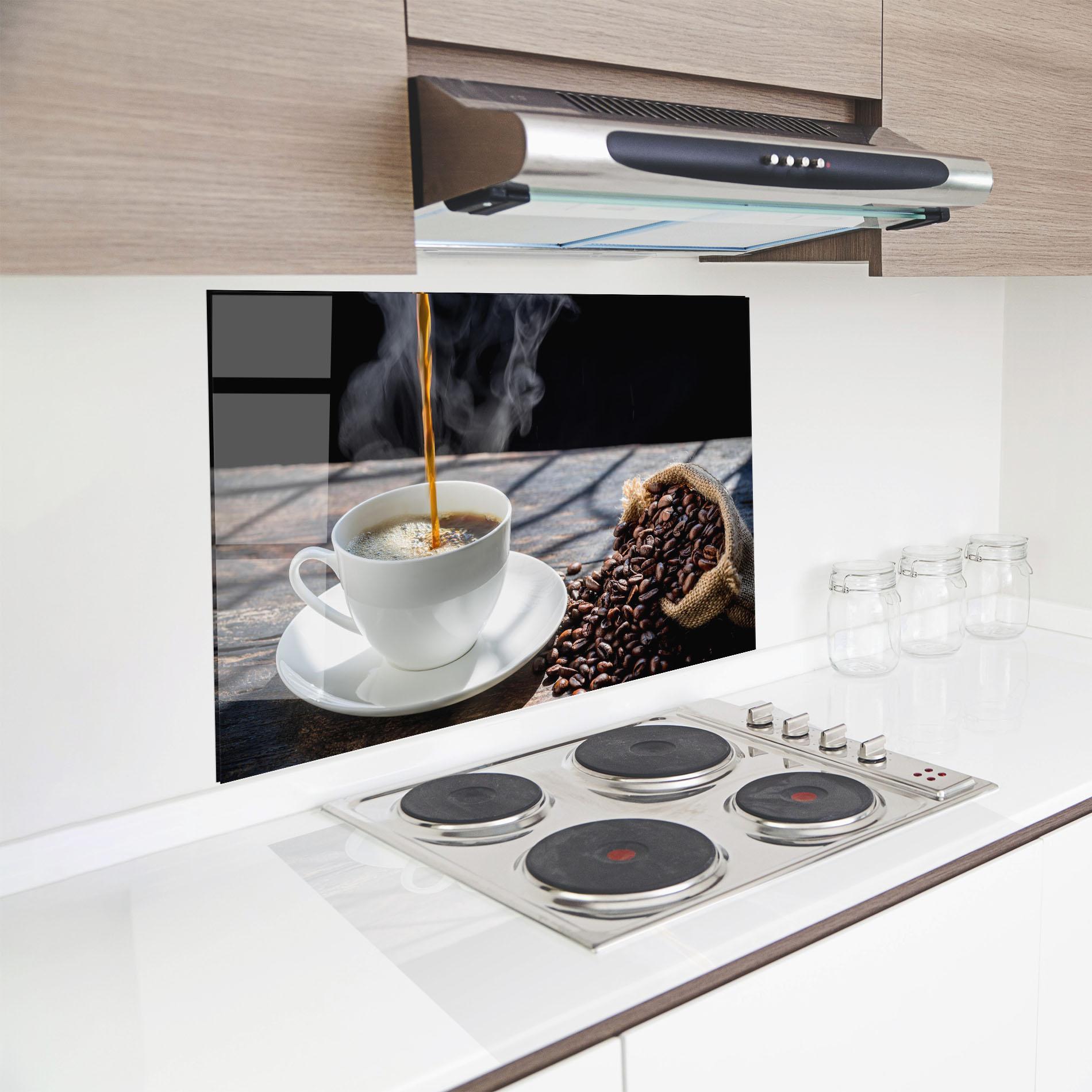 Konyhai üveg hátfal Pouring Coffee mockup 8