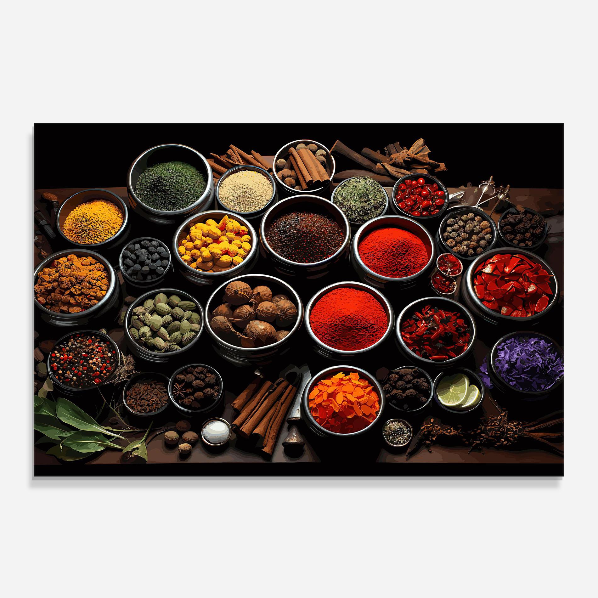Konyhai üveg hátfal Colorful Herbs Art mockup 0