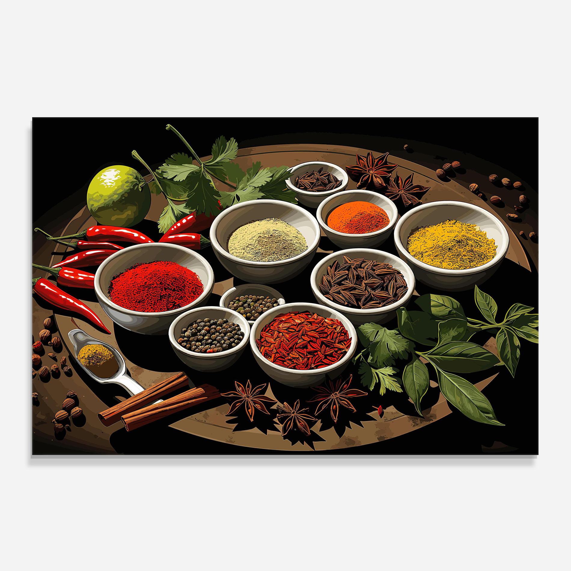Konyhai üveg hátfal Colorful Seasonings mockup 0