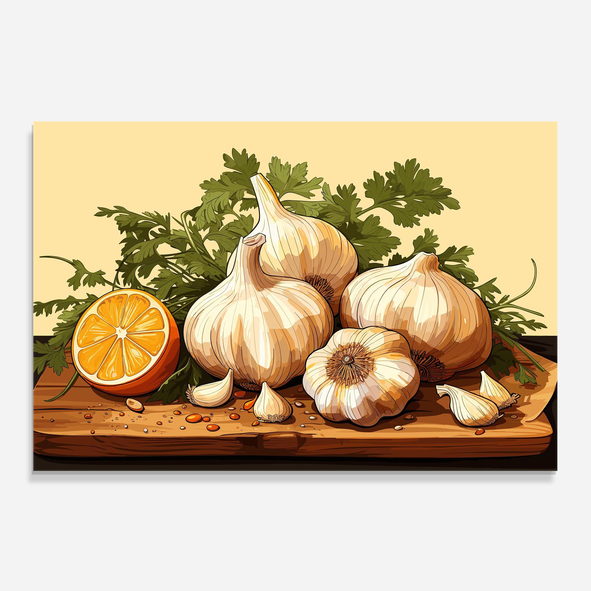 Konyhai üveg hátfal Garlic Lemon mockup 0