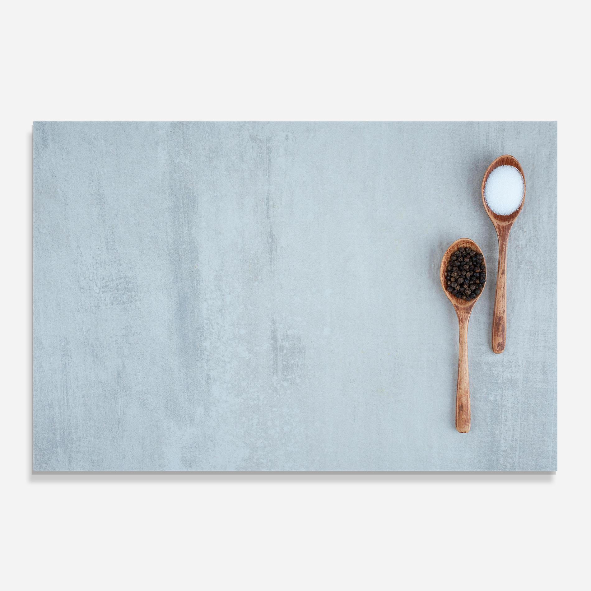 Konyhai üveg hátfal Salt Pepper Spoons mockup 0