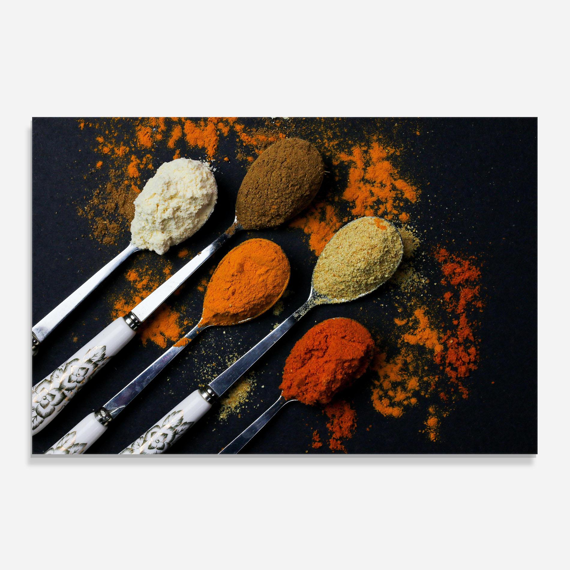 Konyhai üveg hátfal Spoons With Spices mockup 0