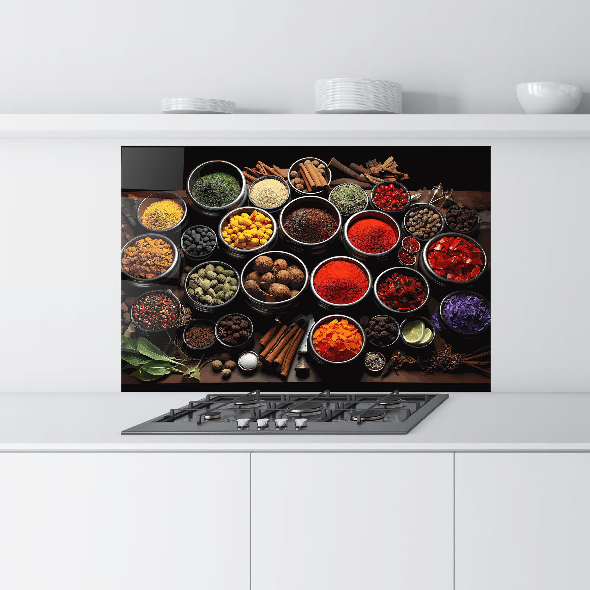 Konyhai üveg hátfal Colorful Herbs Art mockup 9