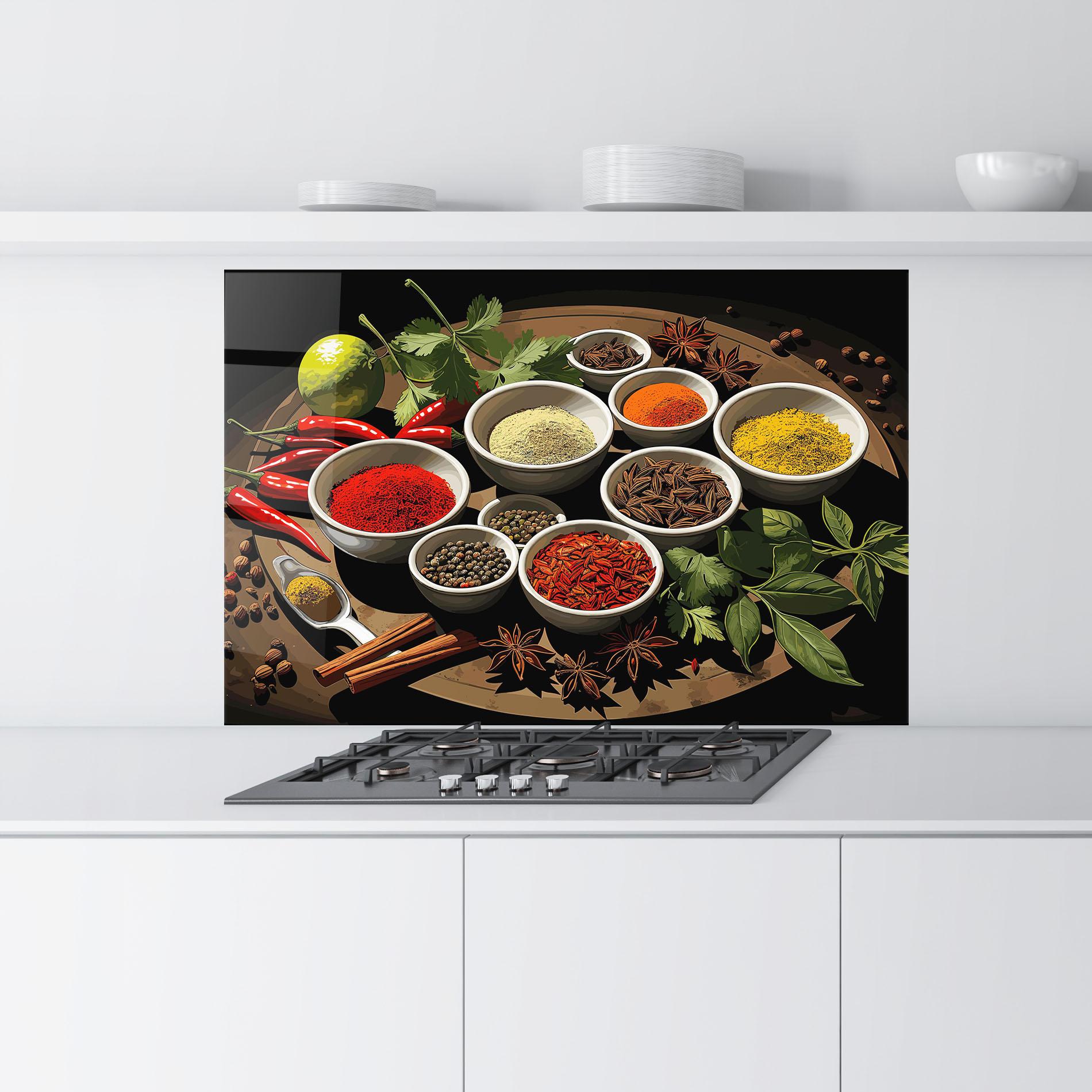 Konyhai üveg hátfal Colorful Seasonings mockup 9