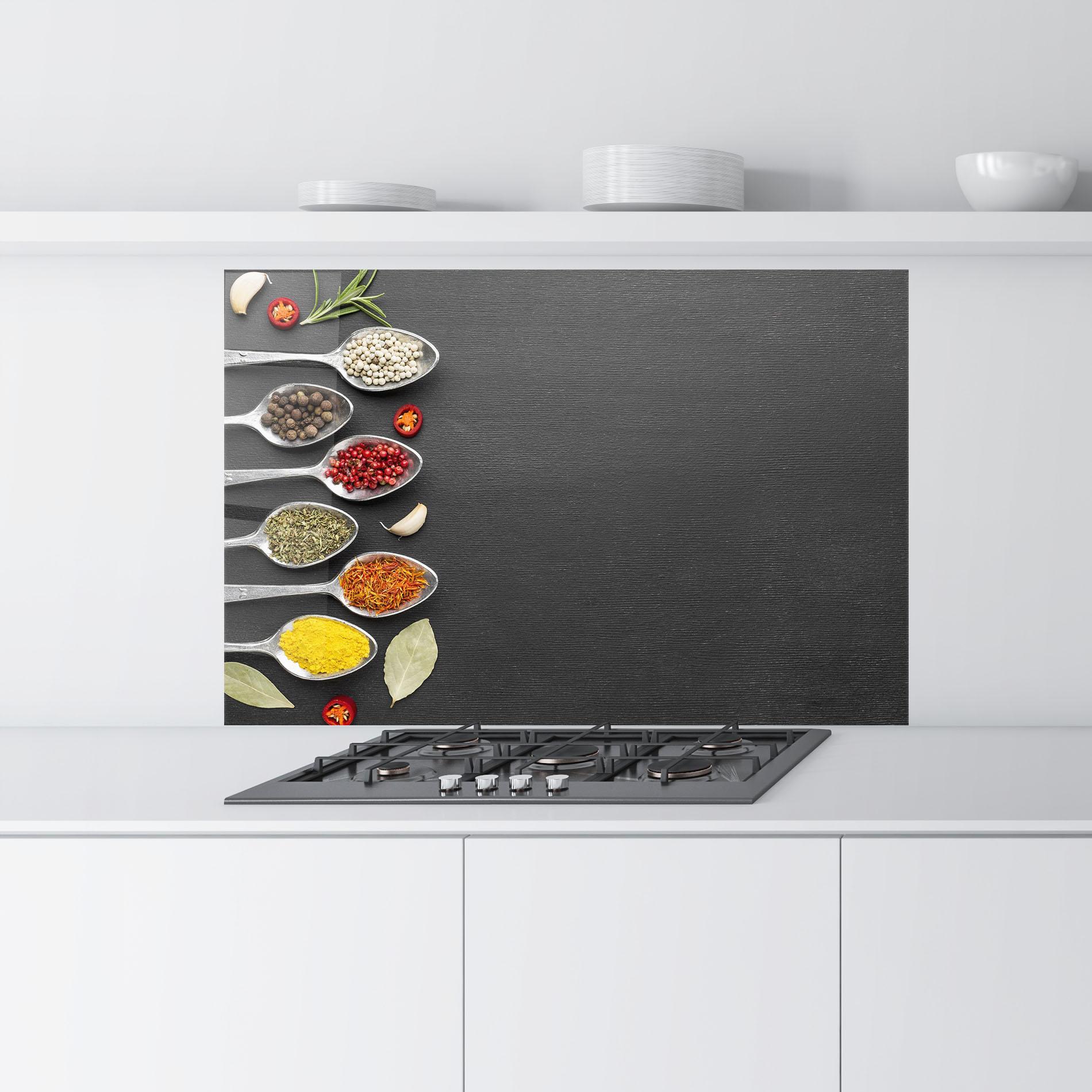 Konyhai üveg hátfal Condiments Spoons mockup 9