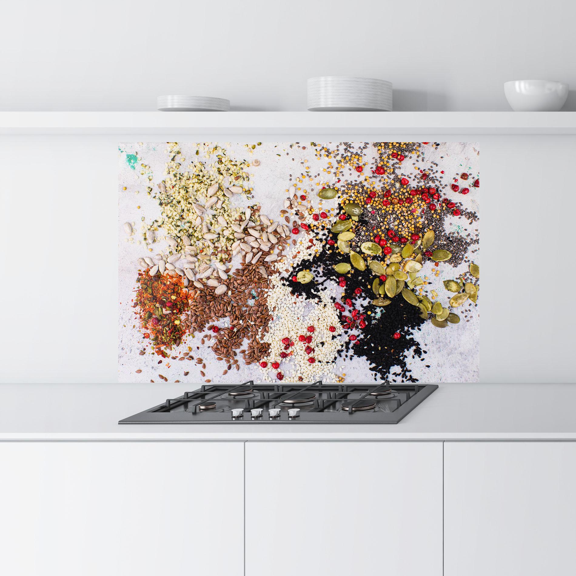 Konyhai üveg hátfal Different Seeds mockup 9