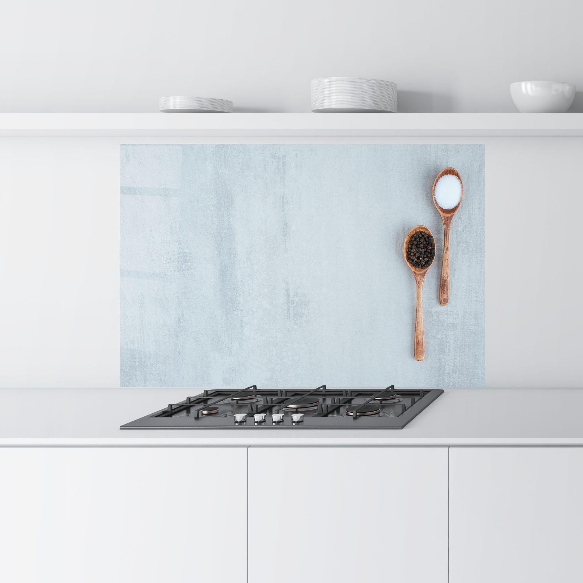 Konyhai üveg hátfal Salt Pepper Spoons mockup 9