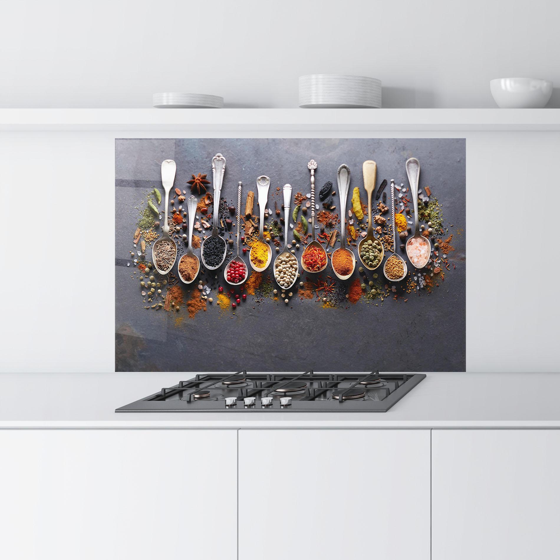Konyhai üveg hátfal Spices Black Board mockup 9