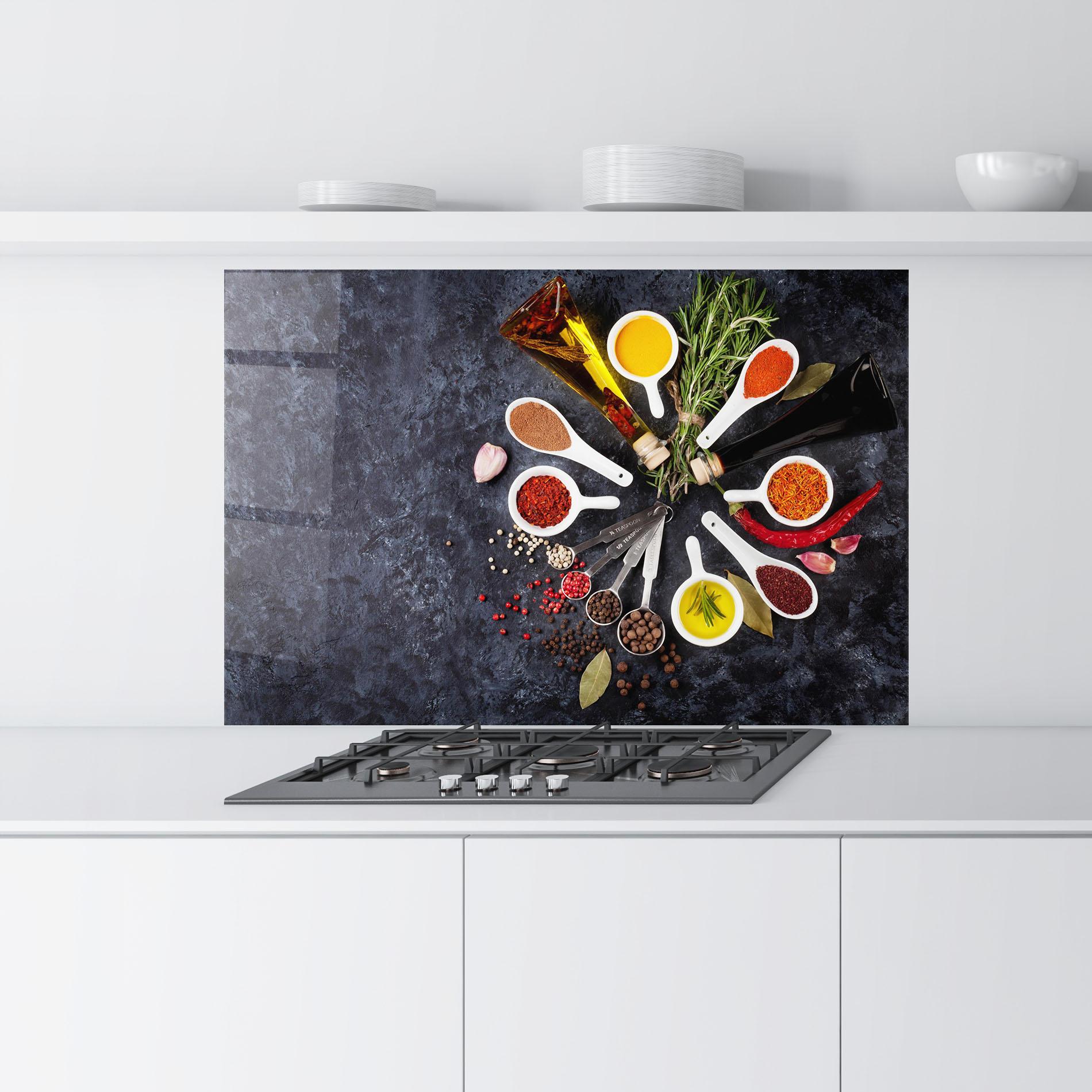 Konyhai üveg hátfal Spices mockup 9