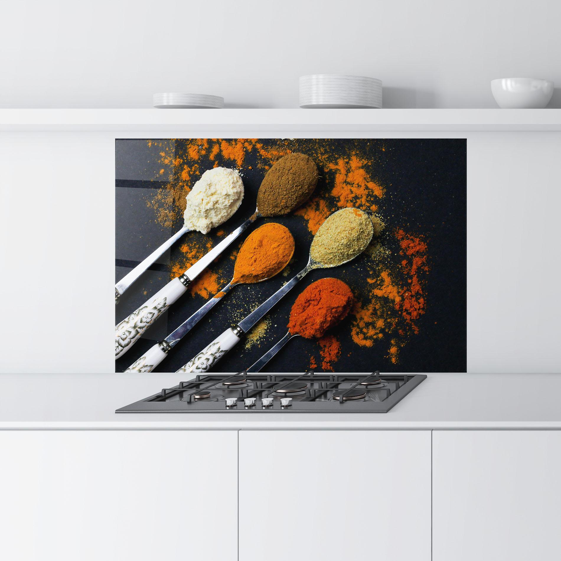 Konyhai üveg hátfal Spoons With Spices mockup 9