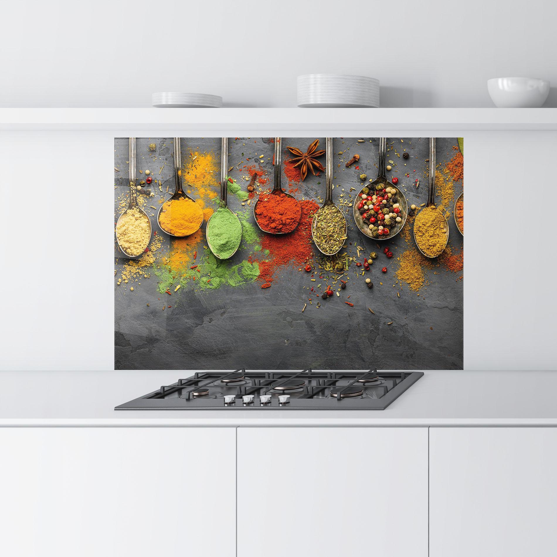 Konyhai üveg hátfal Various Seasonings mockup 9