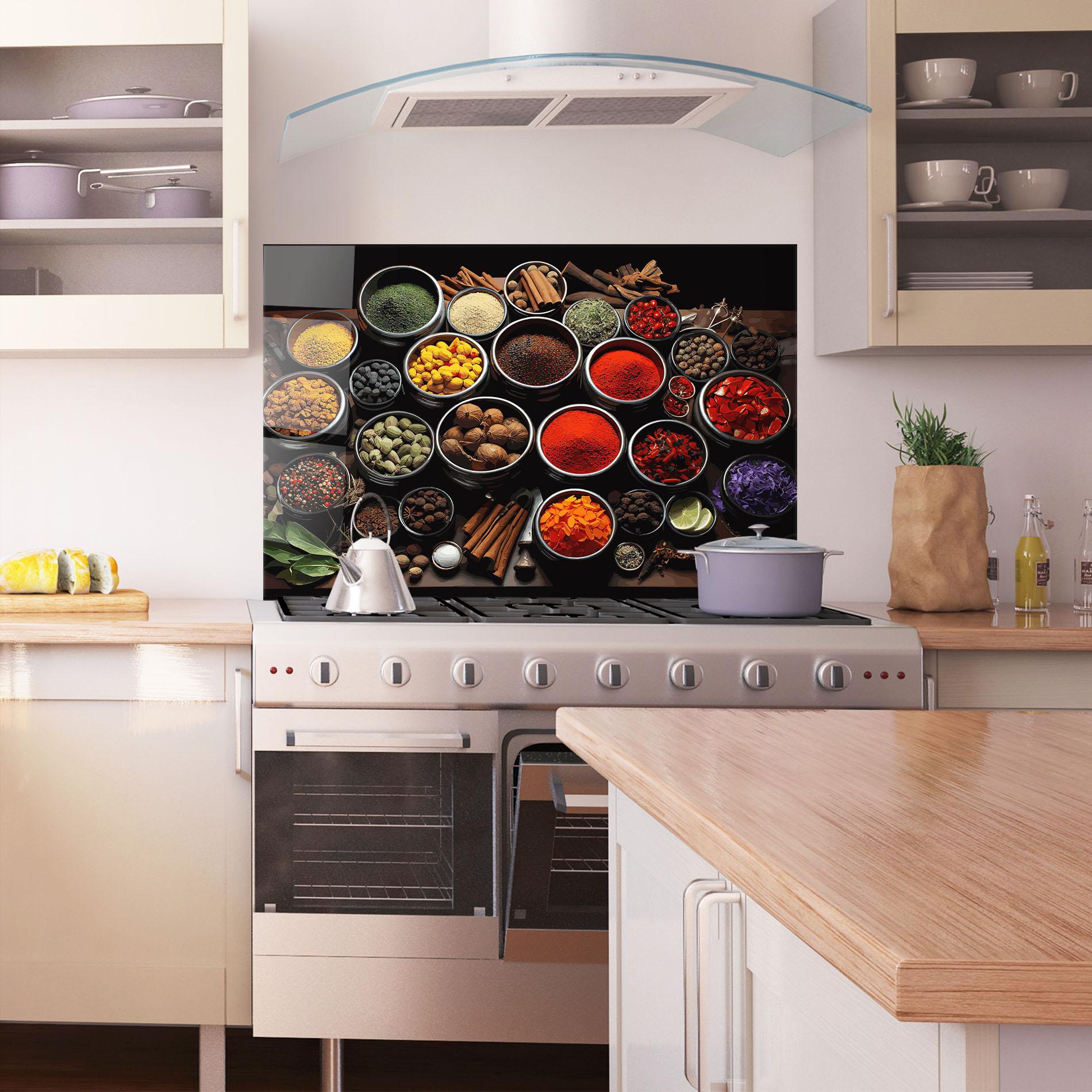 Konyhai üveg hátfal Colorful Herbs Art mockup 1