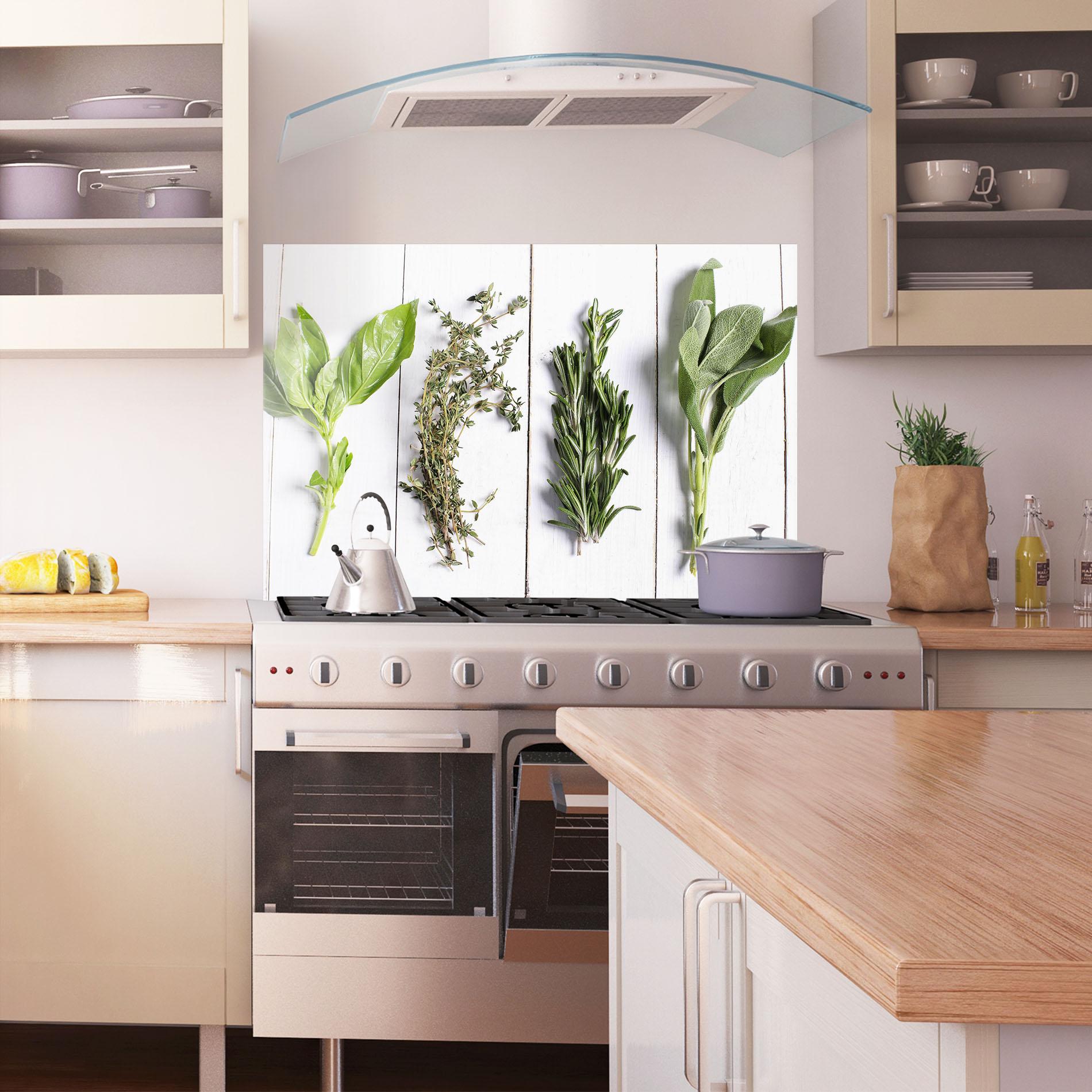 Konyhai üveg hátfal Different Herbs mockup 1