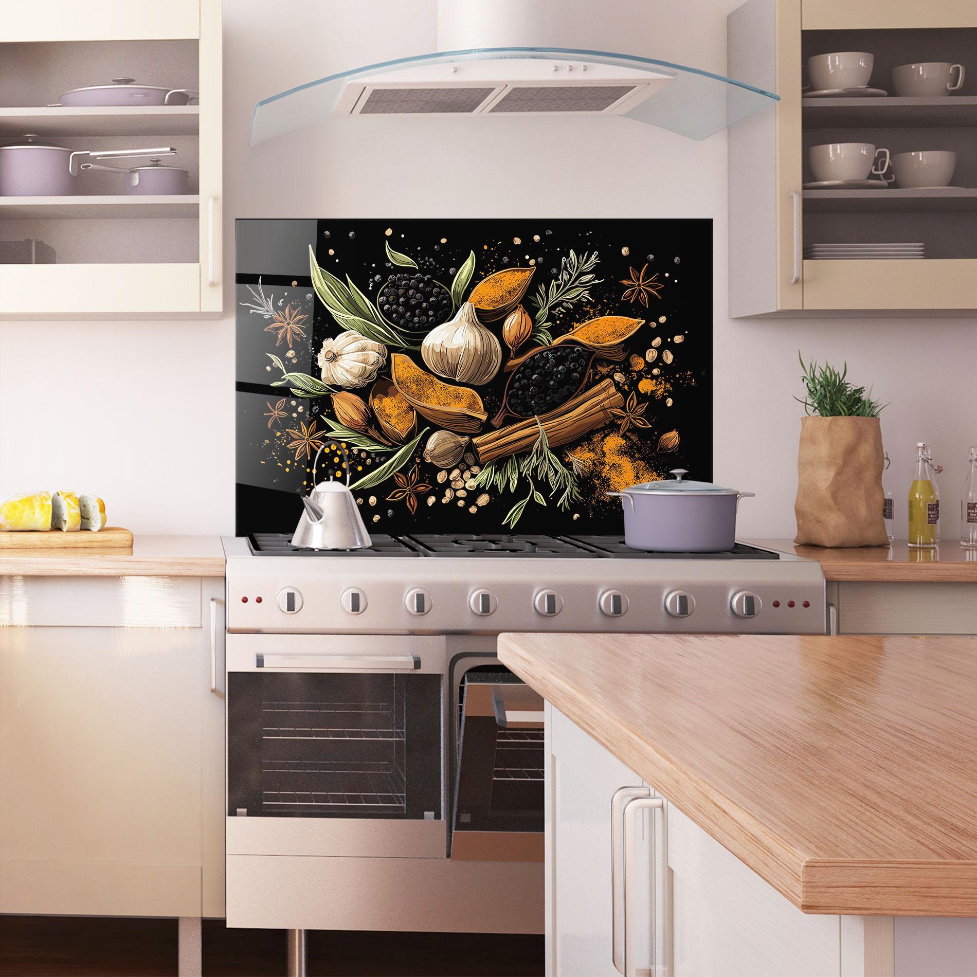 Konyhai üveg hátfal Garlic And Spices mockup 1