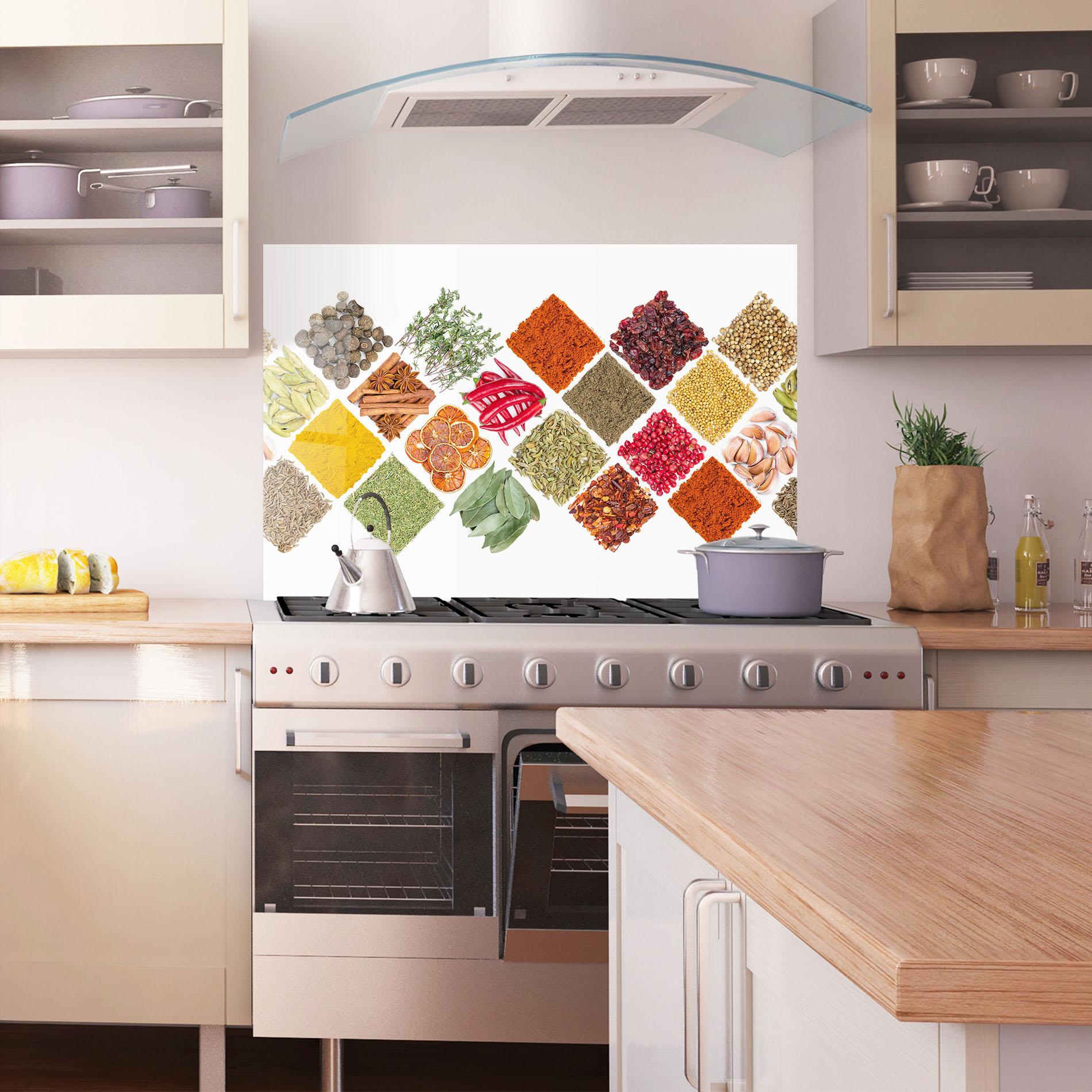 Konyhai üveg hátfal Horizontal Pattern Spices mockup 1