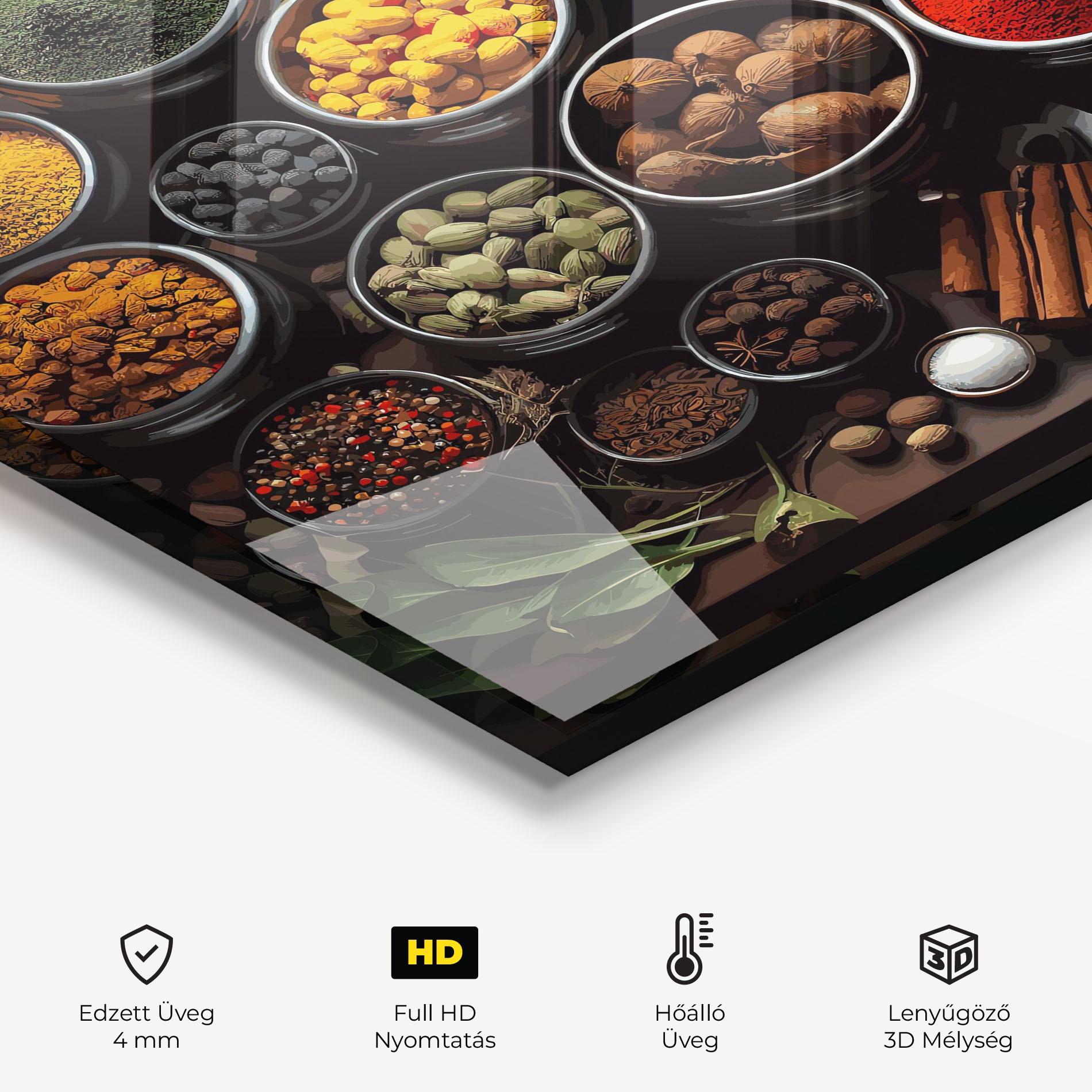 Konyhai üveg hátfal Colorful Herbs Art mockup 2