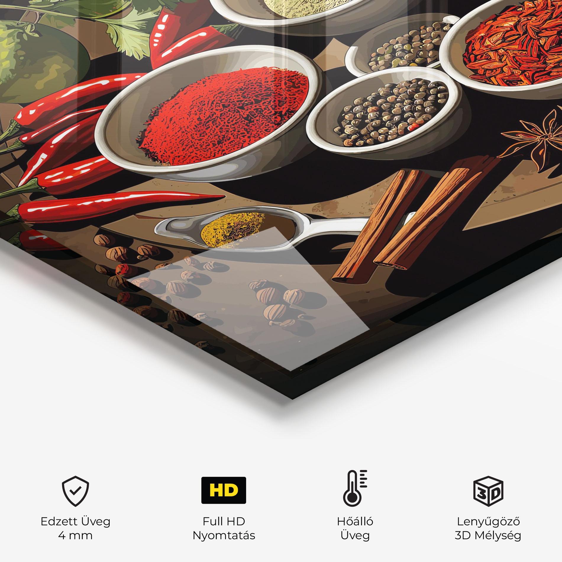 Konyhai üveg hátfal Colorful Seasonings mockup 2