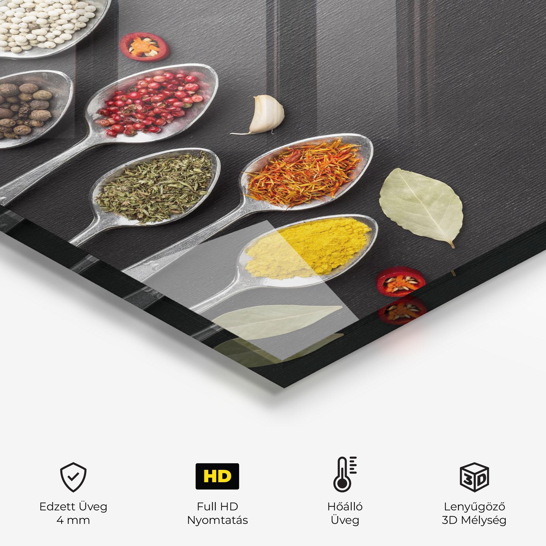 Konyhai üveg hátfal Condiments Spoons mockup 2